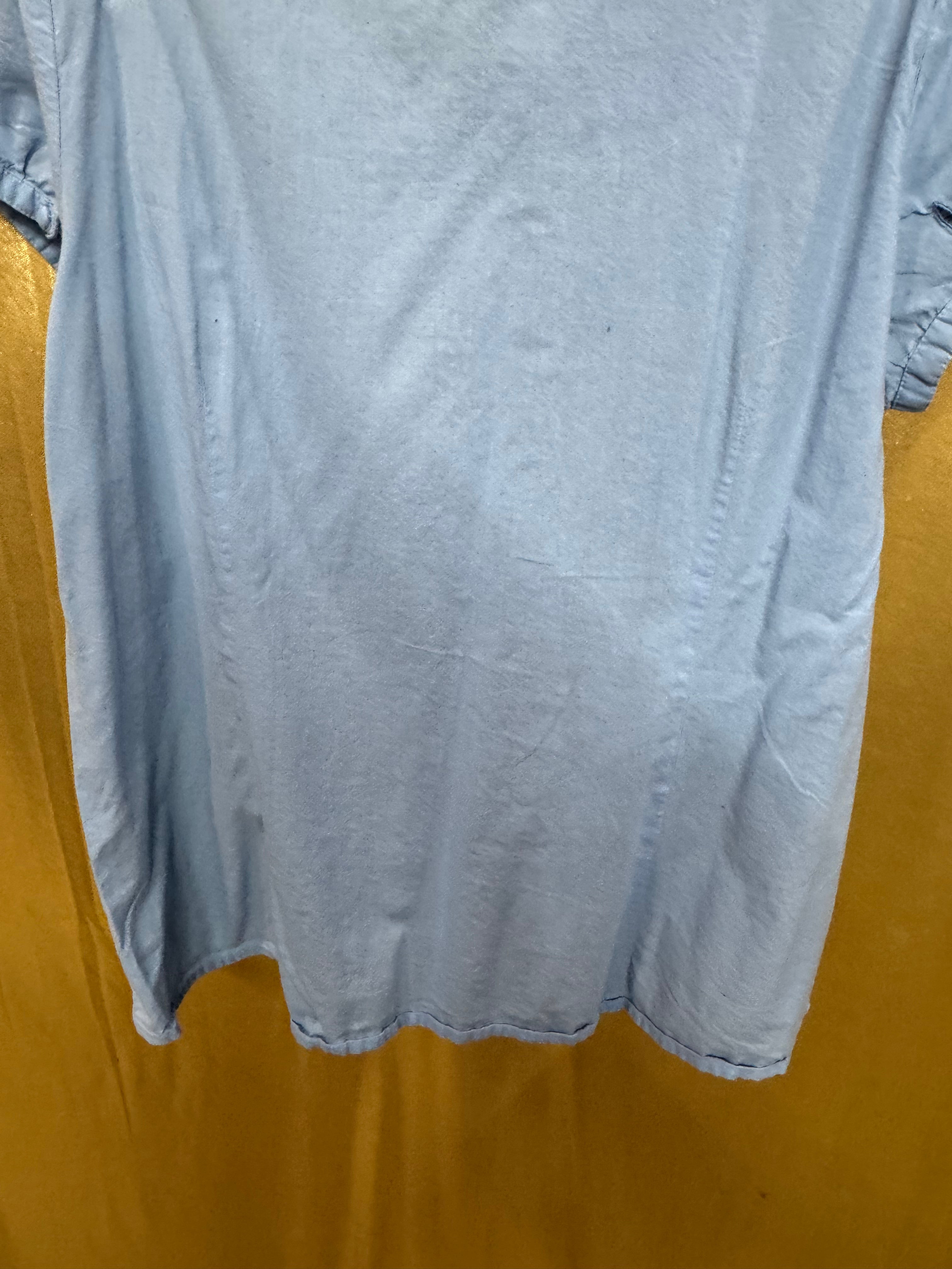 Kim Rogers Light Blue Cotton Blouse Large Embroidered Lace V-Neck Button Down