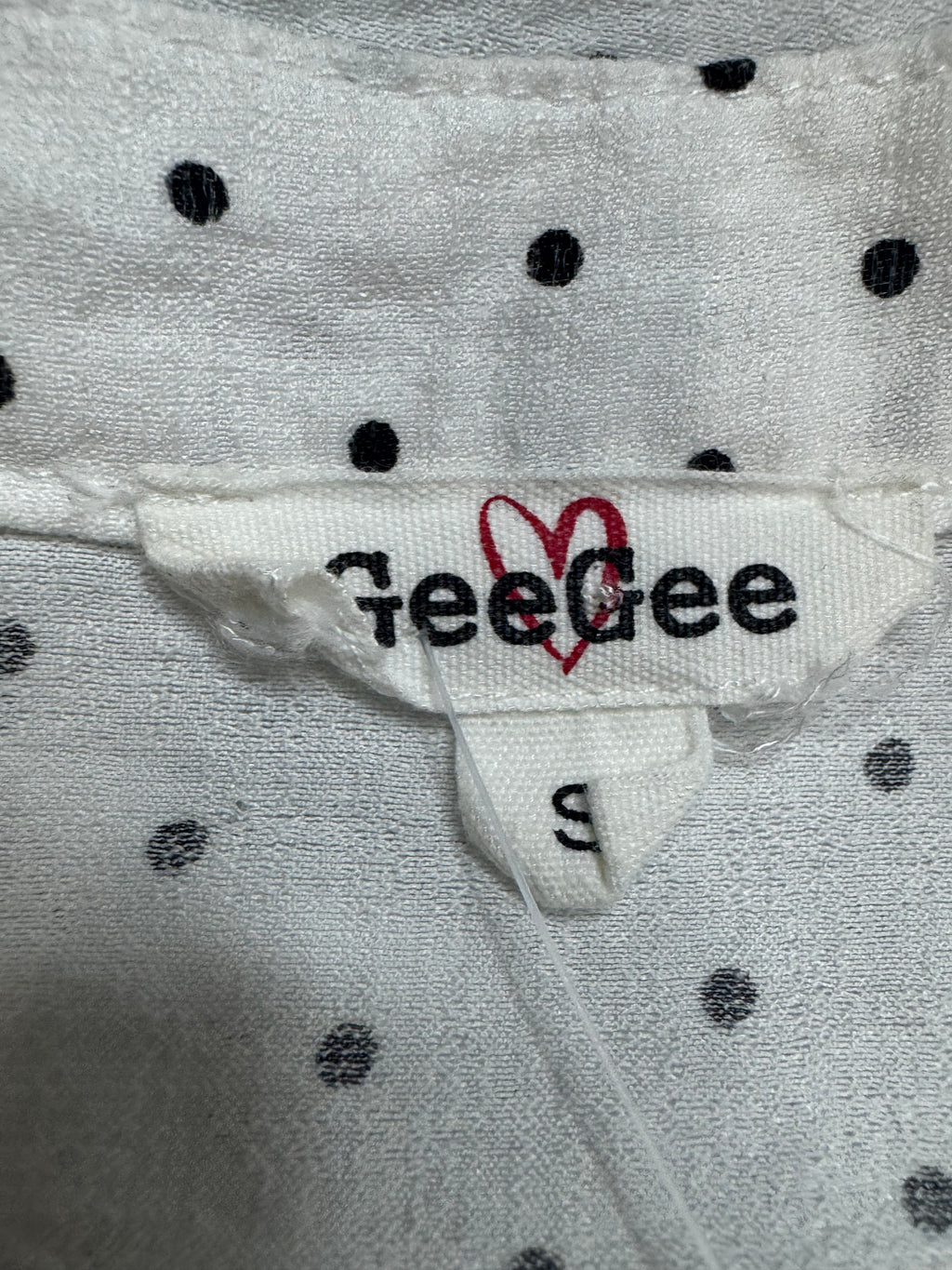 GEEGEE White Polka Dot Button-Down Blouse | Size Small