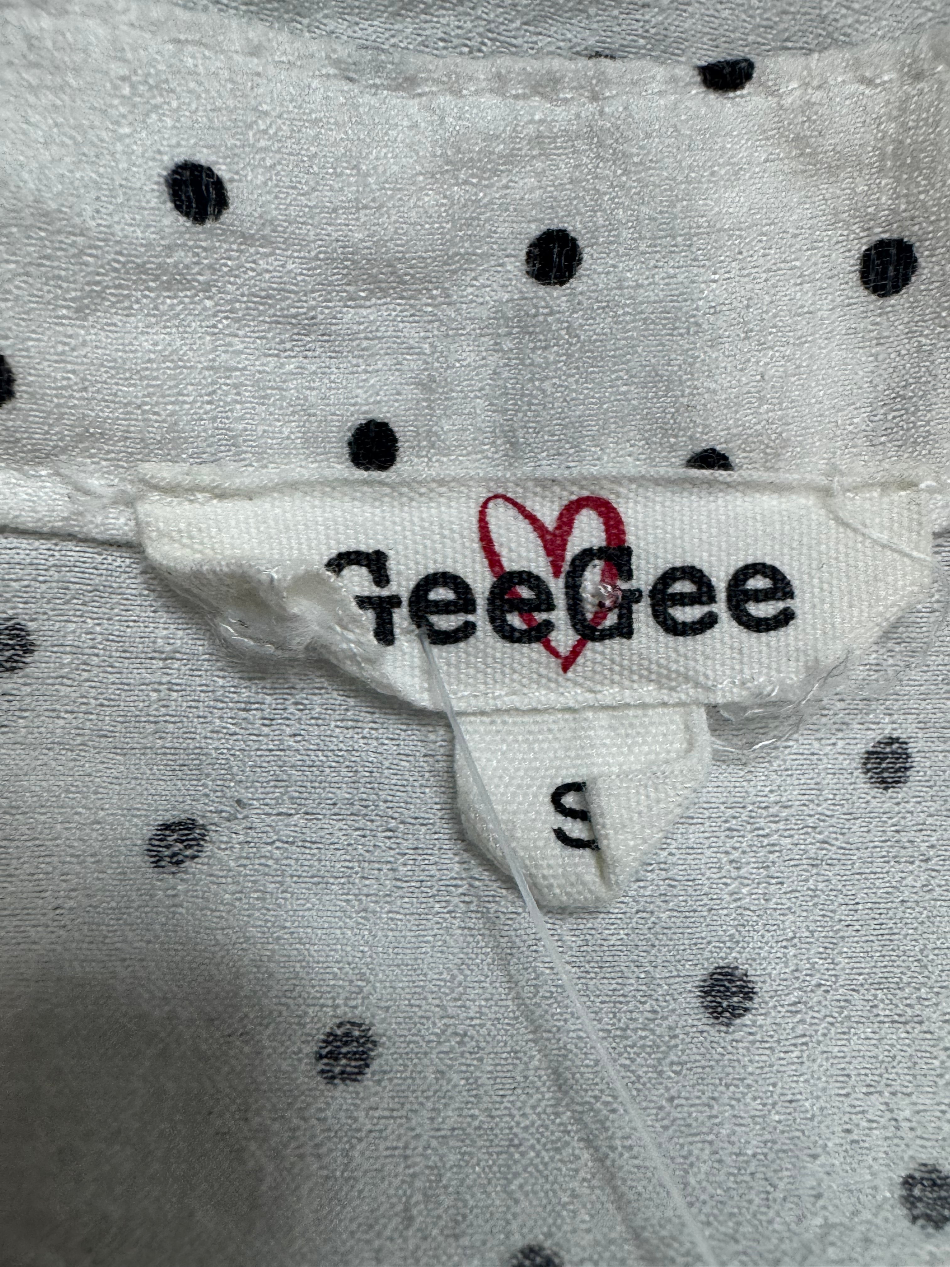 GEEGEE White Polka Dot Button-Down Blouse | Size Small