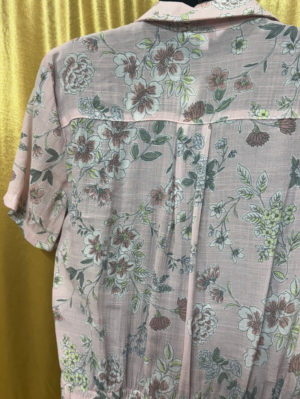 Candie's Pink Floral Tie-Front Crop Top — Size Small
