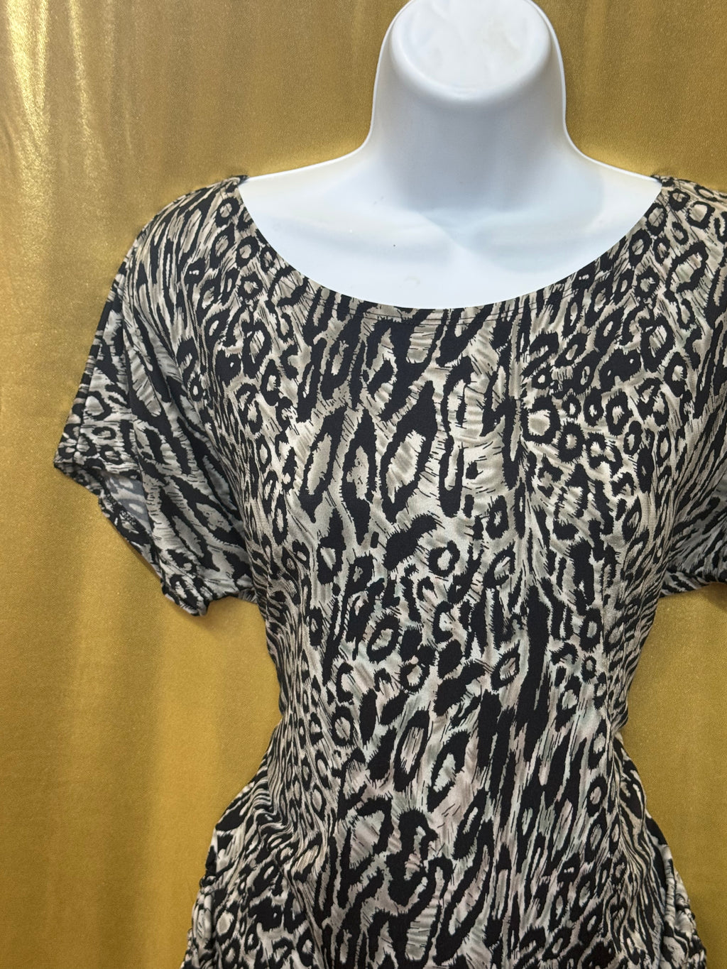 Isabella Rodriguez Leopard Print Blouse | Size Small | Ruched Side Drawstring Top