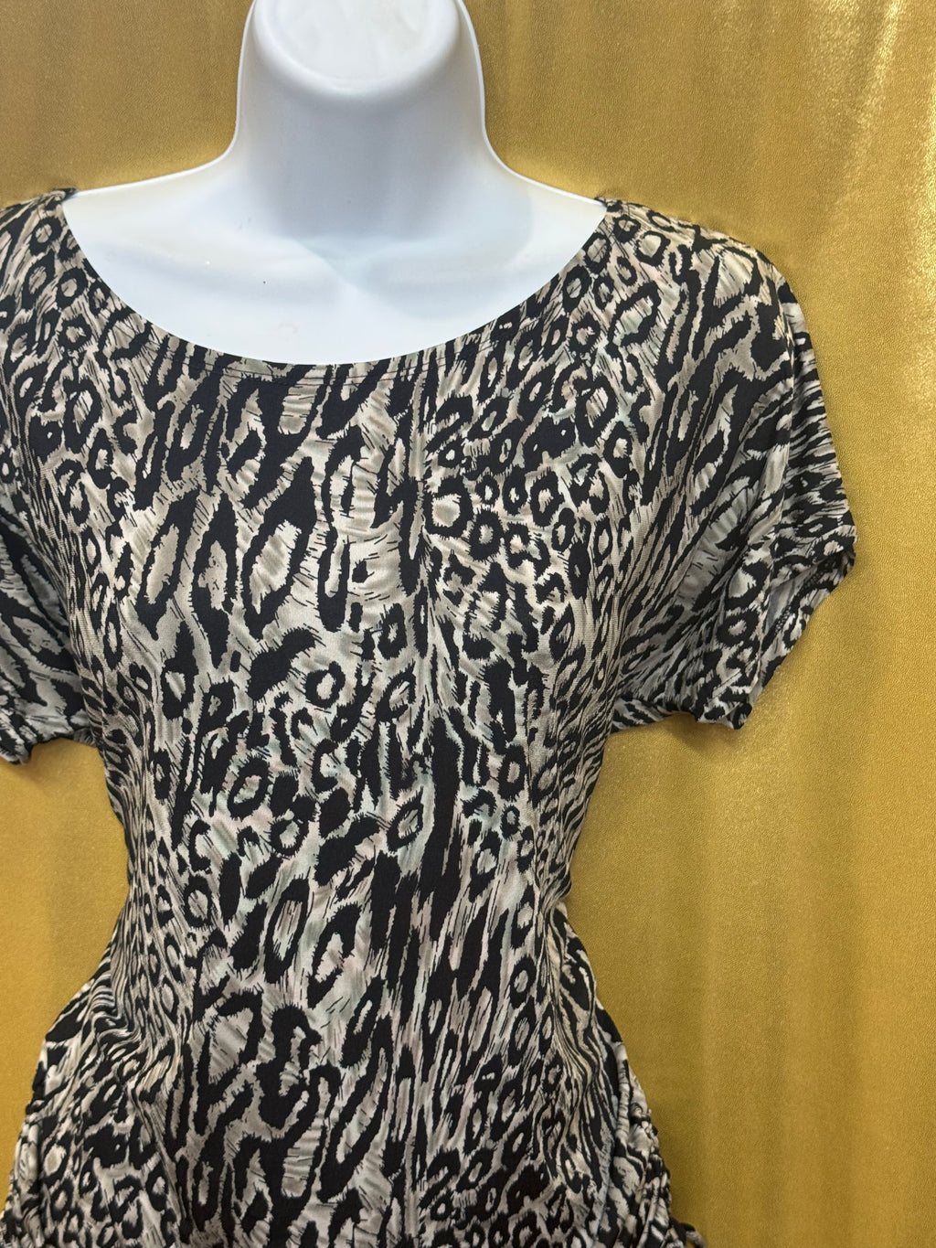 Isabella Rodriguez Leopard Print Blouse | Size Small | Ruched Side Drawstring Top