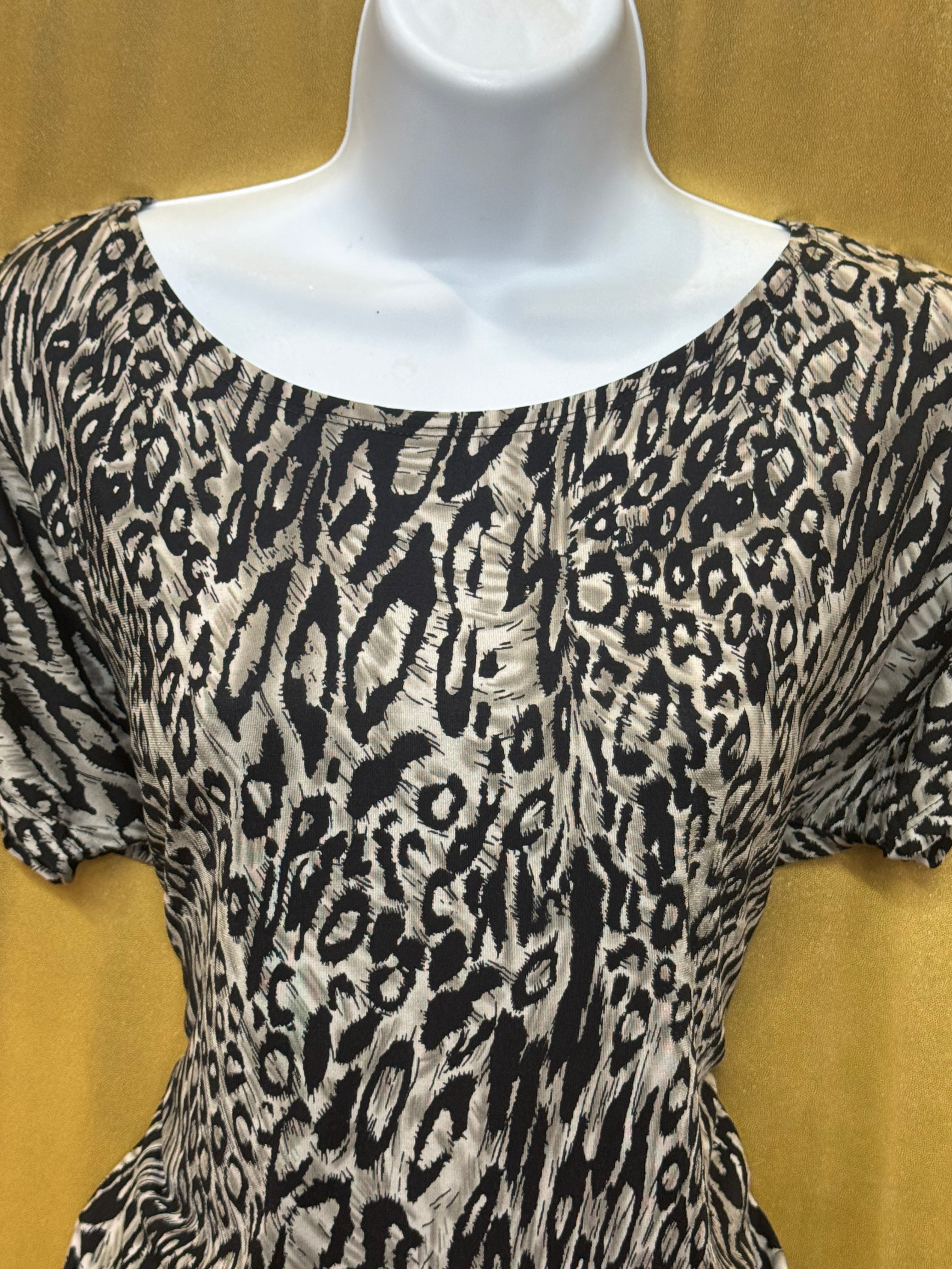 Isabella Rodriguez Leopard Print Blouse | Size Small | Ruched Side Drawstring Top