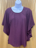 ELLE Purple Polka Dot Poncho Blouse with Built-in Camisole - Size S