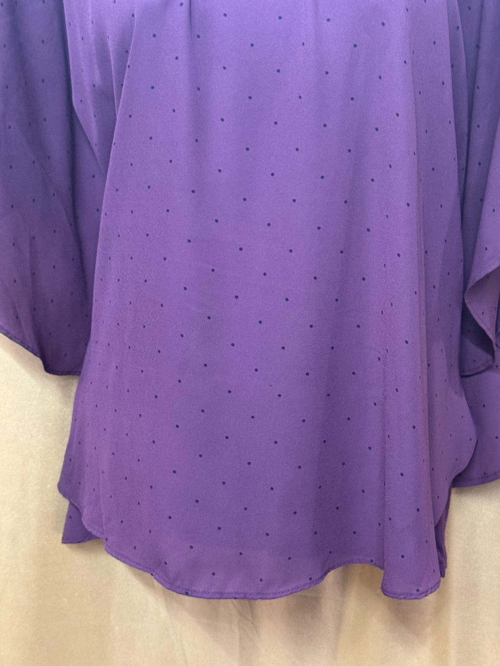 ELLE Purple Polka Dot Poncho Blouse with Built-in Camisole - Size S