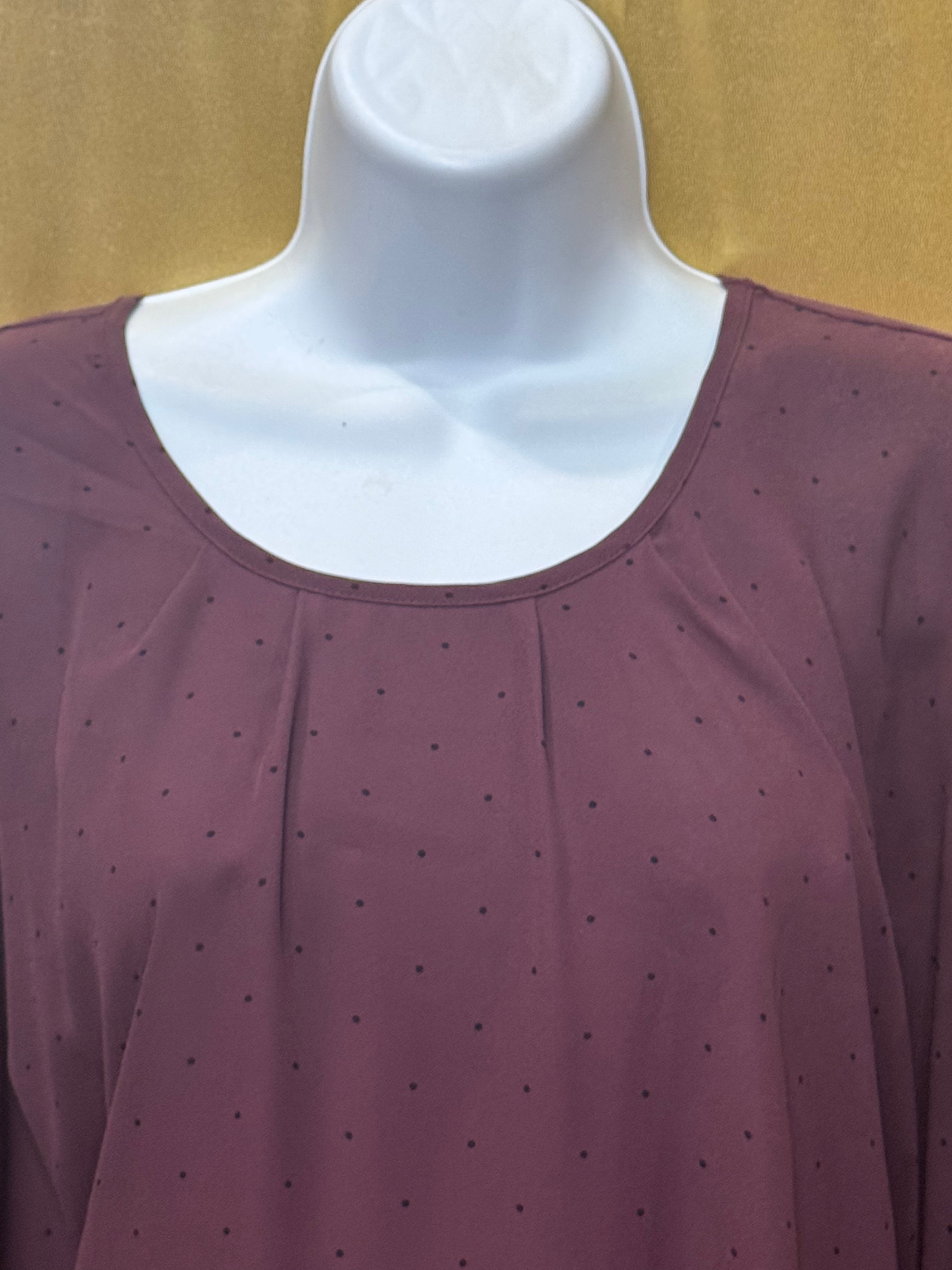 ELLE Purple Polka Dot Poncho Blouse with Built-in Camisole - Size S