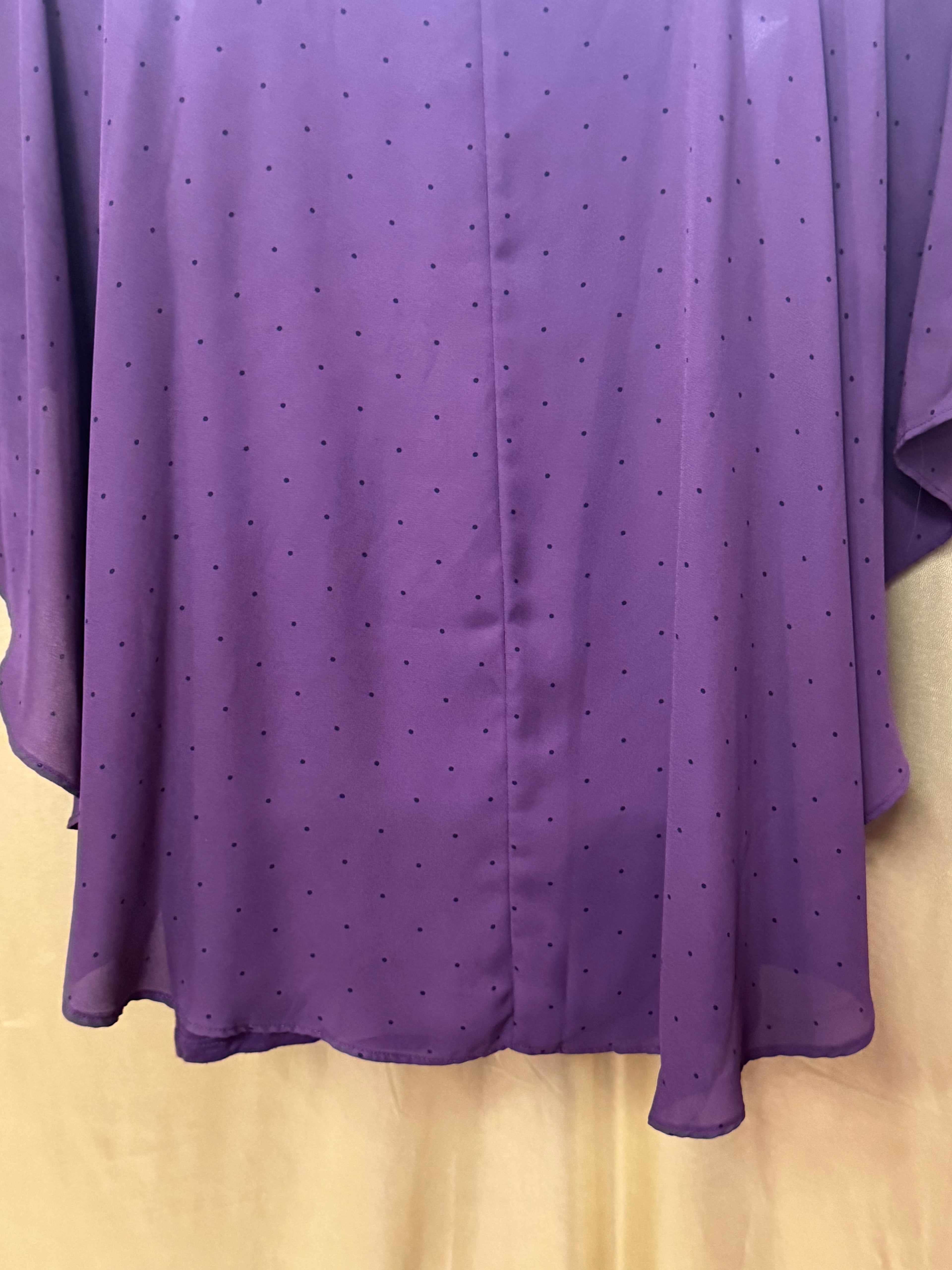 ELLE Purple Polka Dot Poncho Blouse with Built-in Camisole - Size S