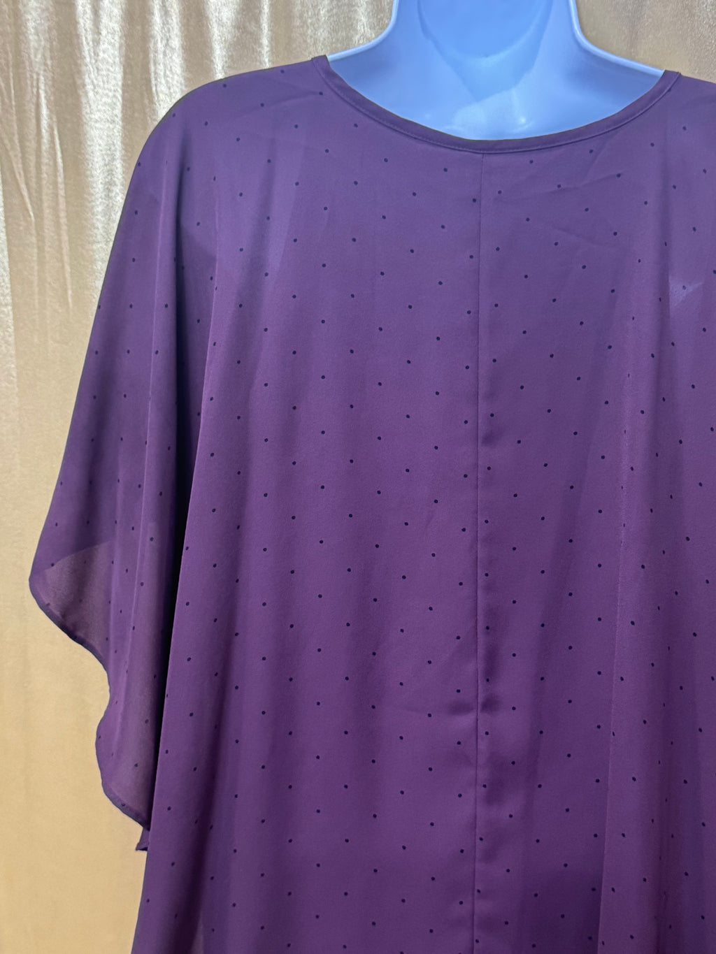 ELLE Purple Polka Dot Poncho Blouse with Built-in Camisole - Size S