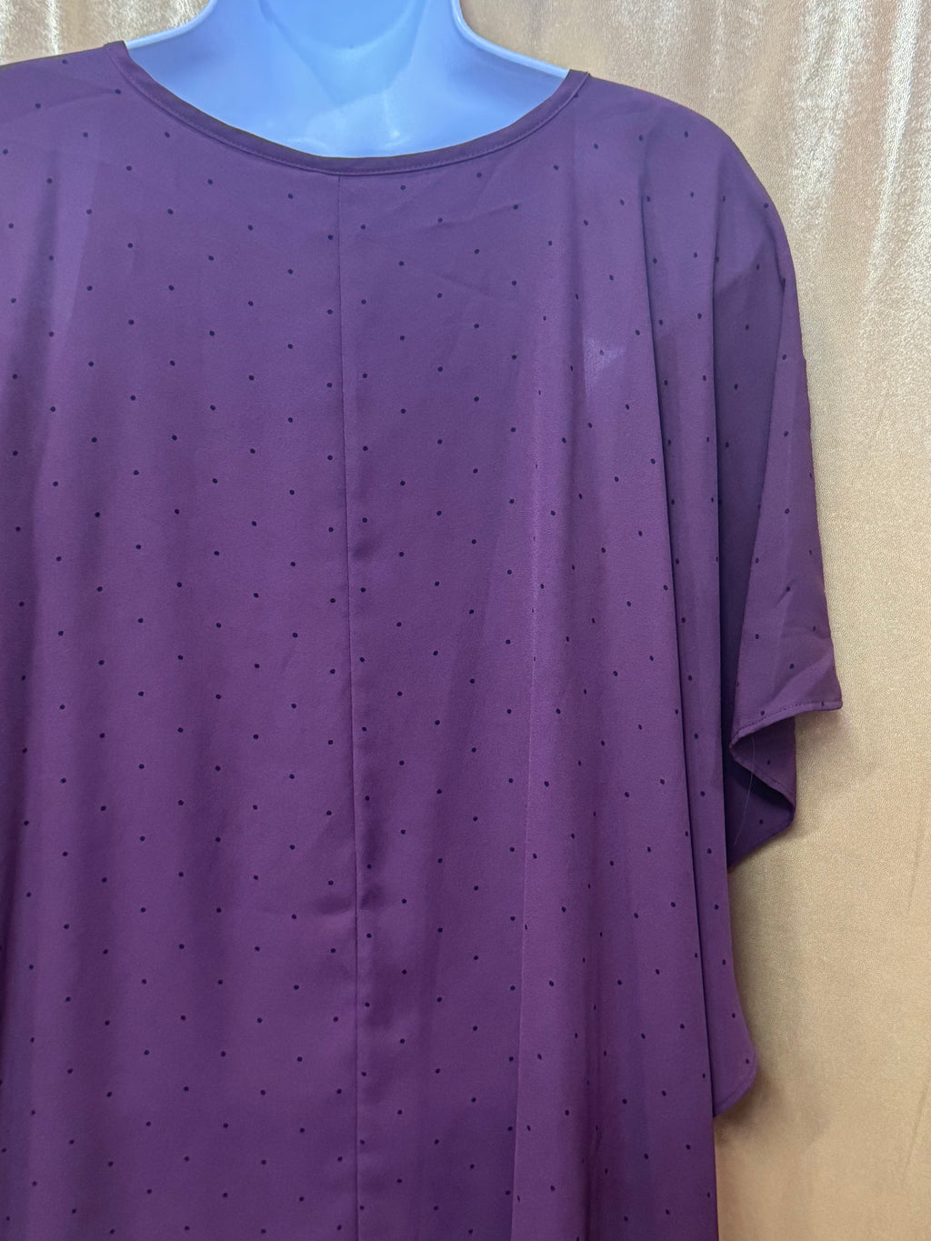 ELLE Purple Polka Dot Poncho Blouse with Built-in Camisole - Size S
