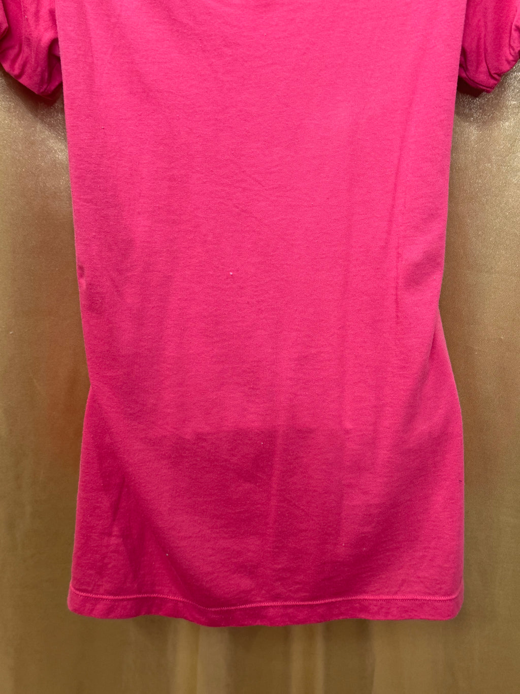 American Eagle Pink Scoop Neck Pleated Blouse Short Puff Sleeve Top Size Small