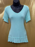 Andre by Unit Mint Striped Ruffle Hem Top - Small
