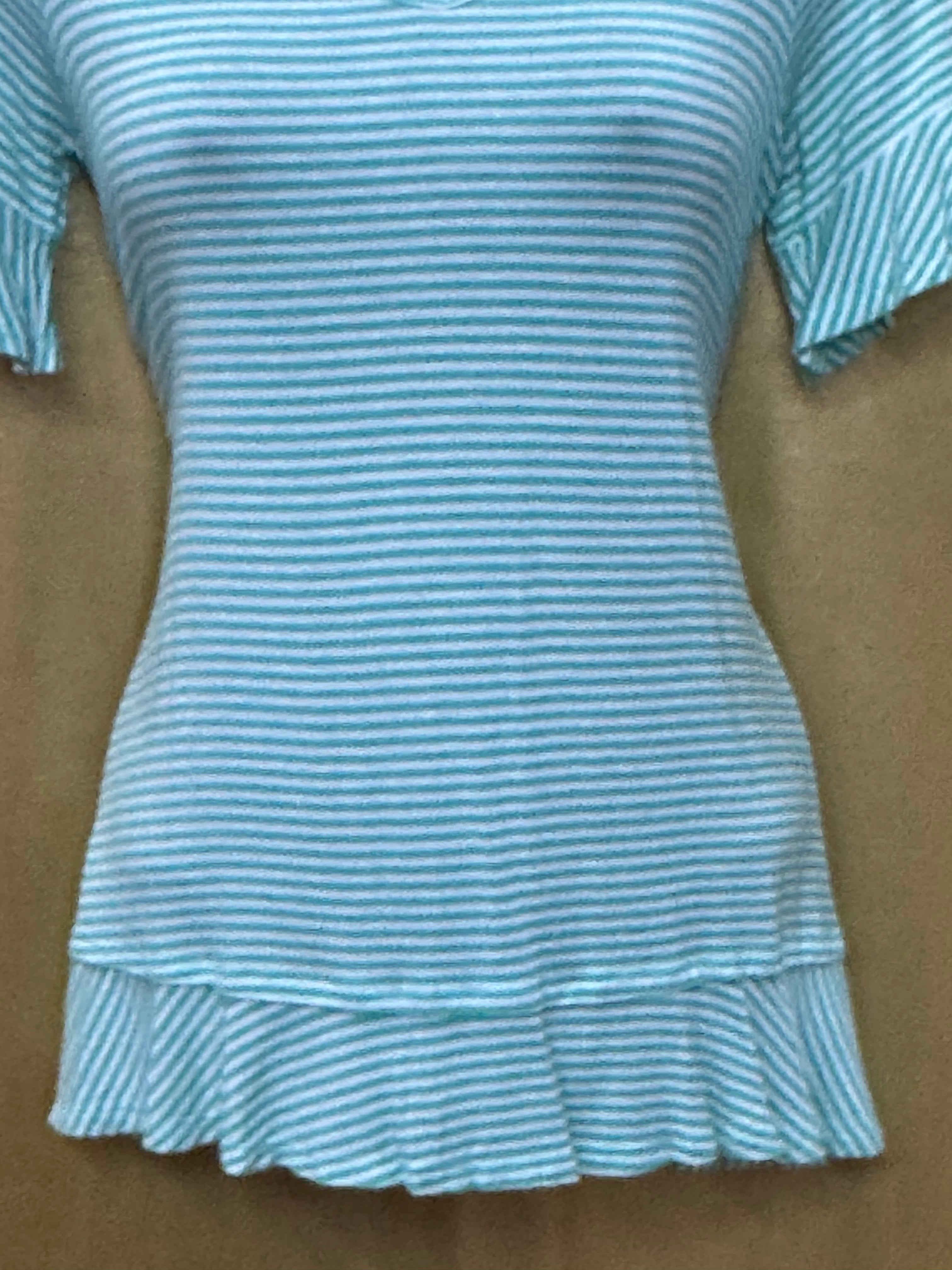 Andre by Unit Mint Striped Ruffle Hem Top - Small