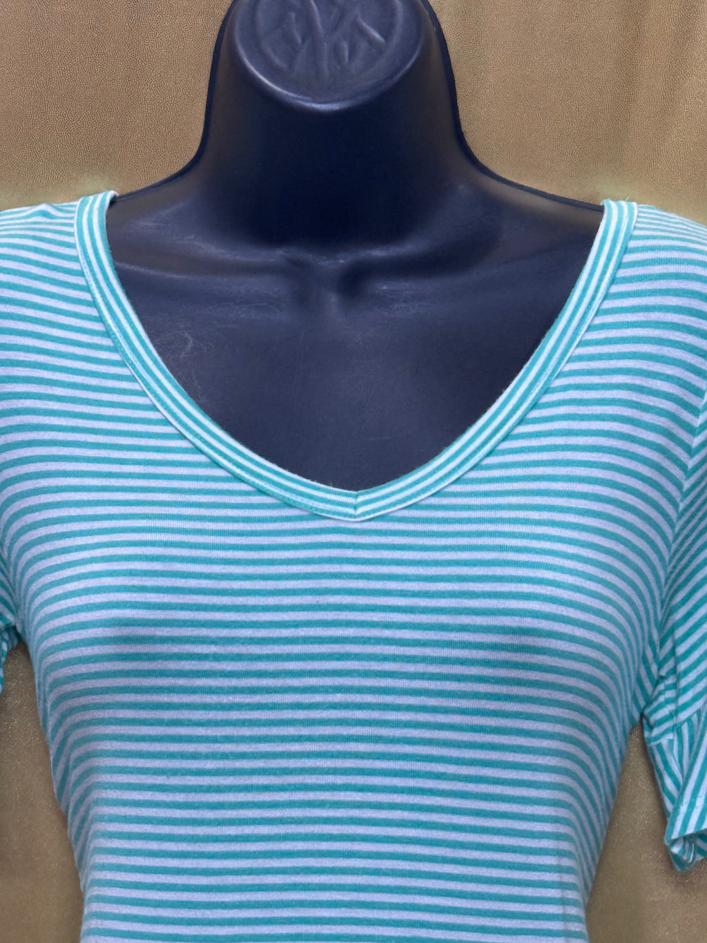 Andre by Unit Mint Striped Ruffle Hem Top - Small