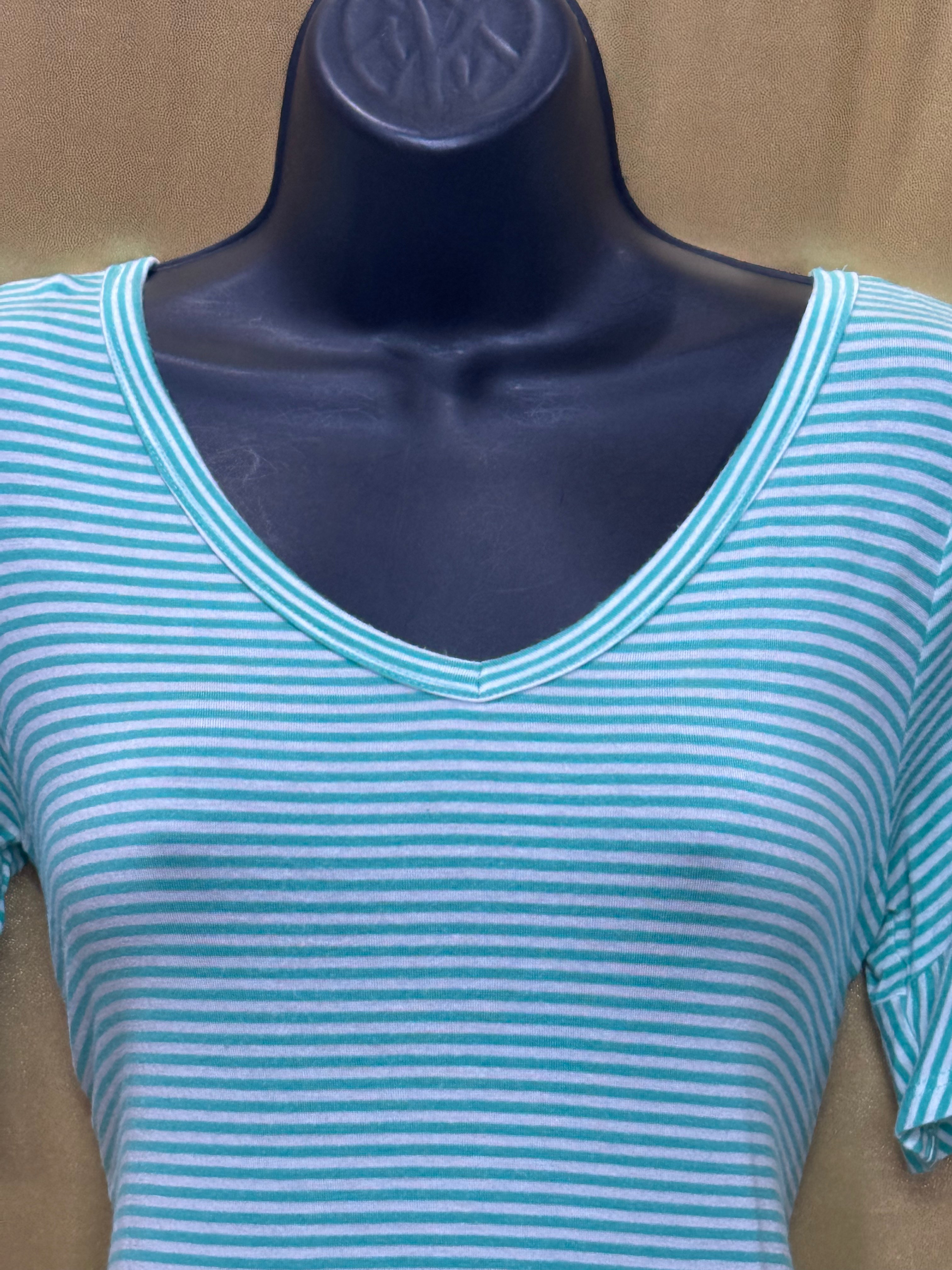 Andre by Unit Mint Striped Ruffle Hem Top - Small