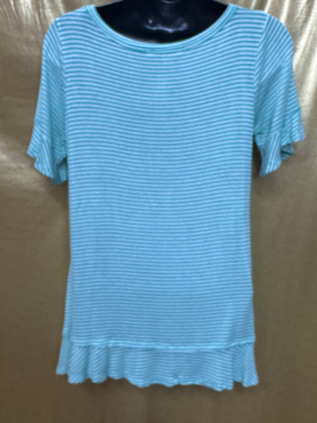 Andre by Unit Mint Striped Ruffle Hem Top - Small
