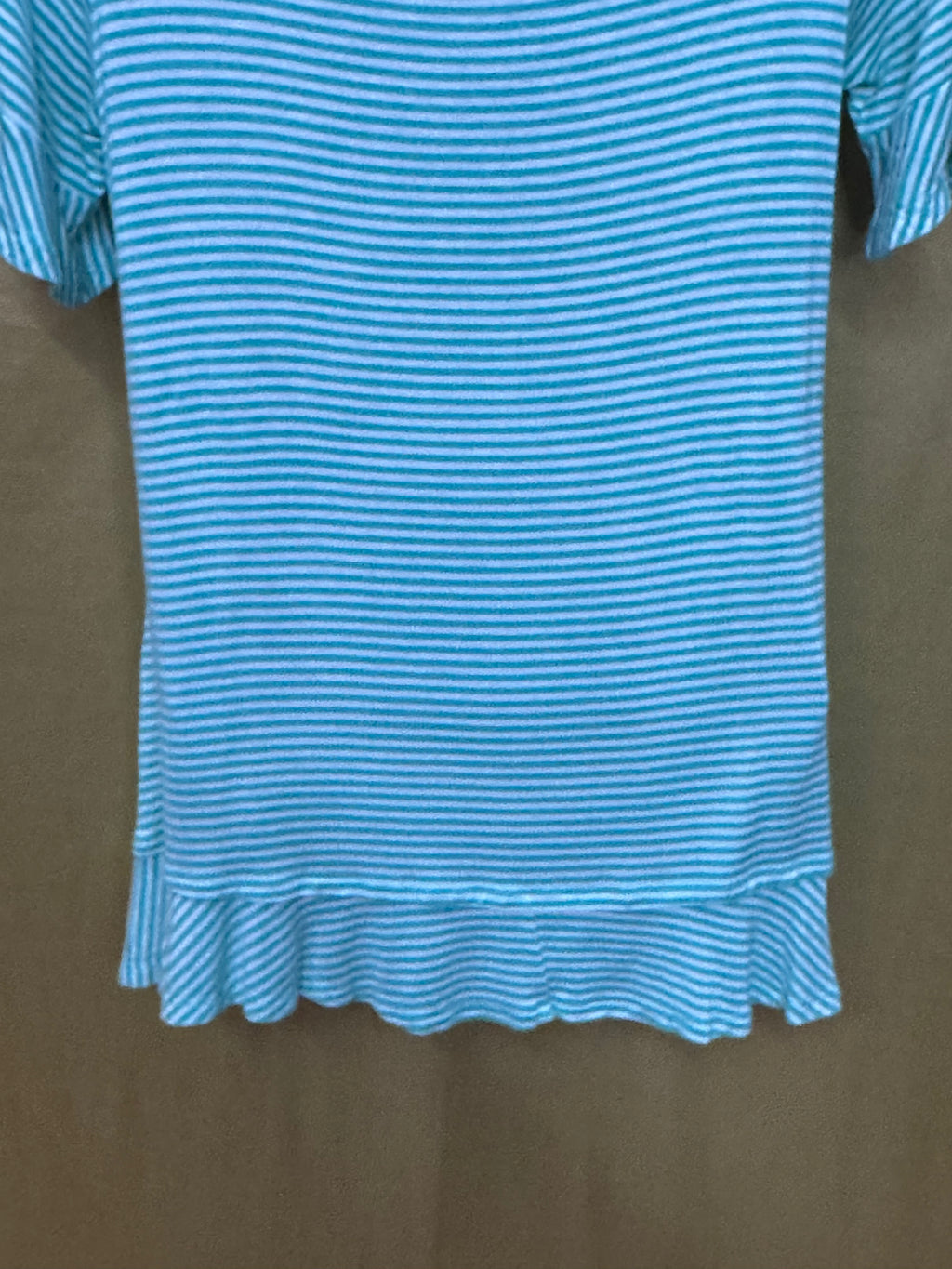 Andre by Unit Mint Striped Ruffle Hem Top - Small