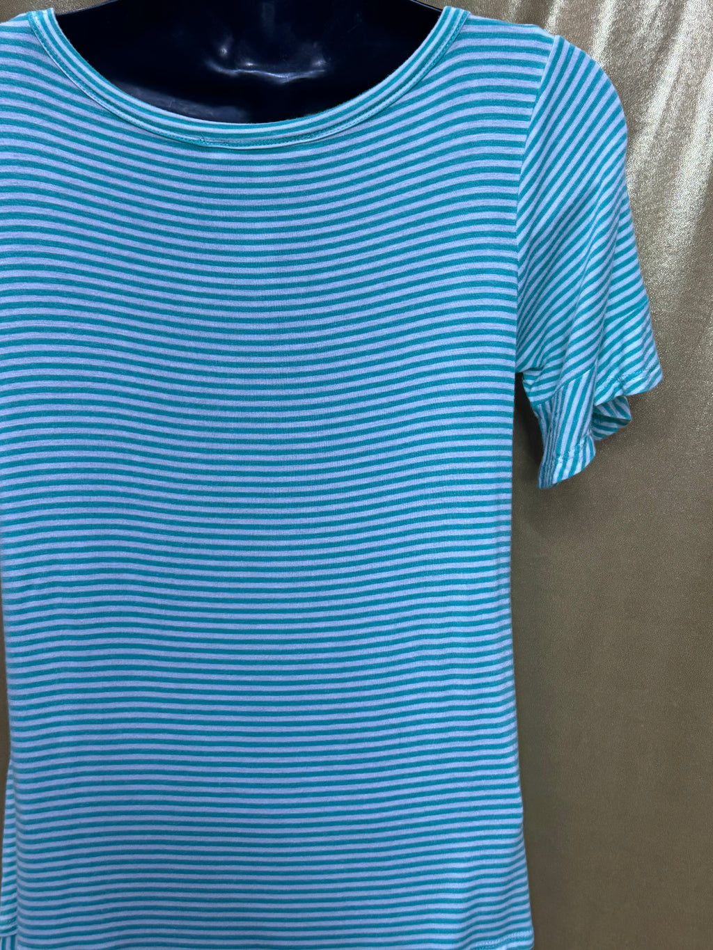 Andre by Unit Mint Striped Ruffle Hem Top - Small