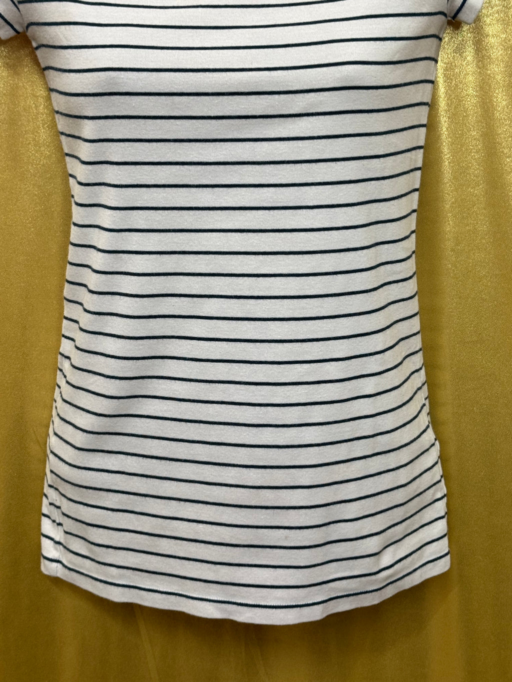 Lauren Ralph Lauren Striped Boatneck Top Small Blue White Cotton Blend