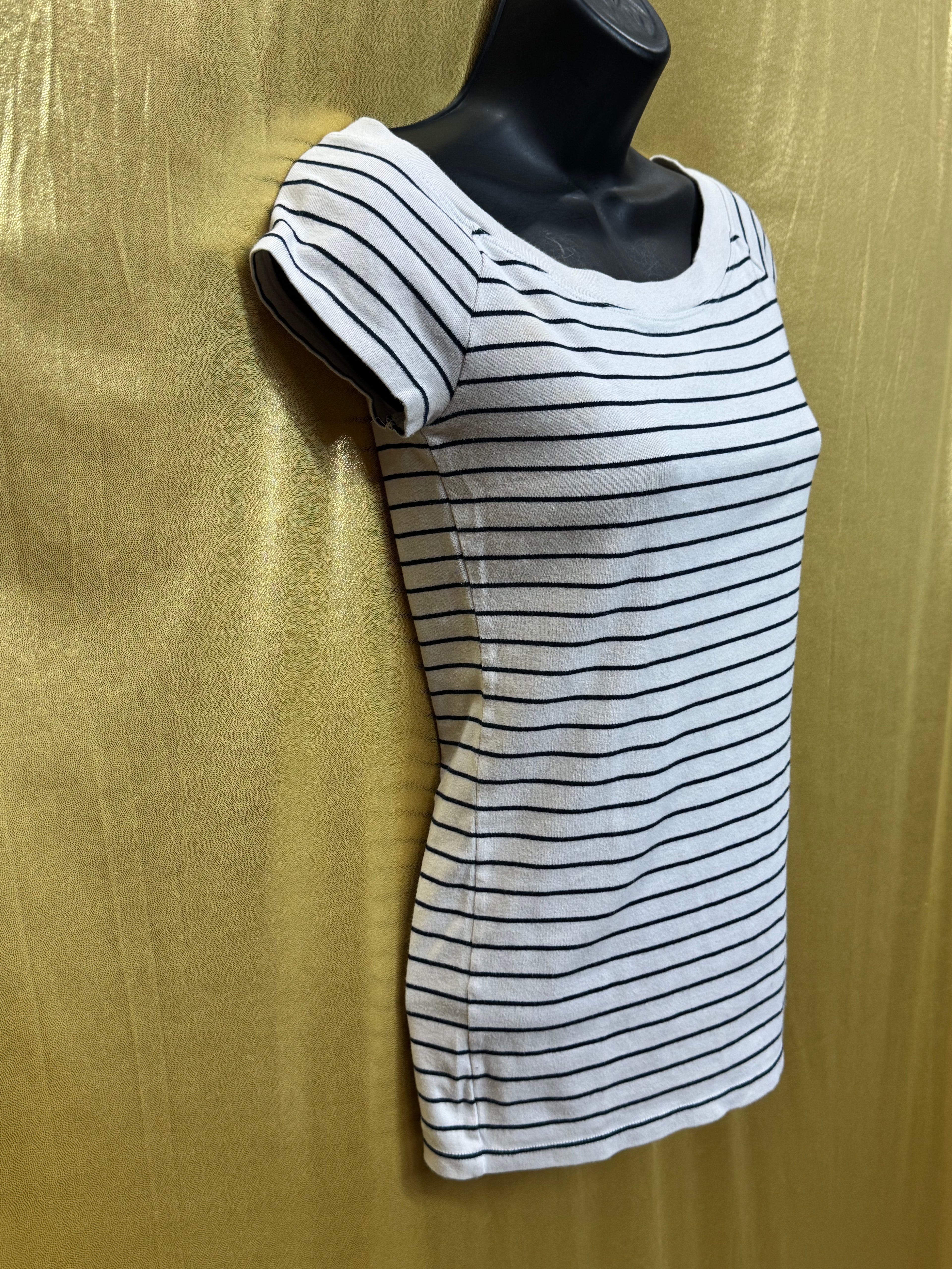 Lauren Ralph Lauren Striped Boatneck Top Small Blue White Cotton Blend