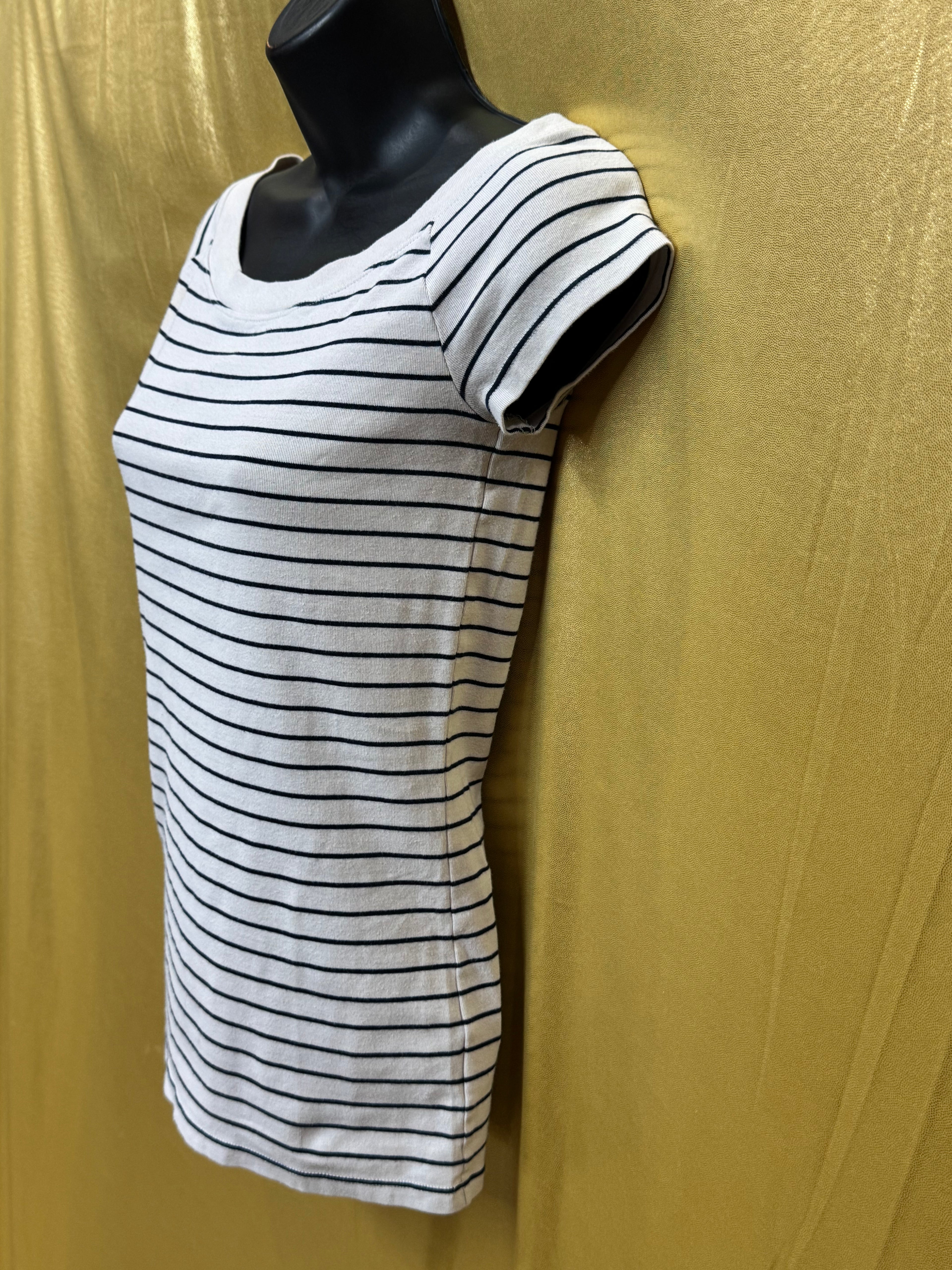 Lauren Ralph Lauren Striped Boatneck Top Small Blue White Cotton Blend