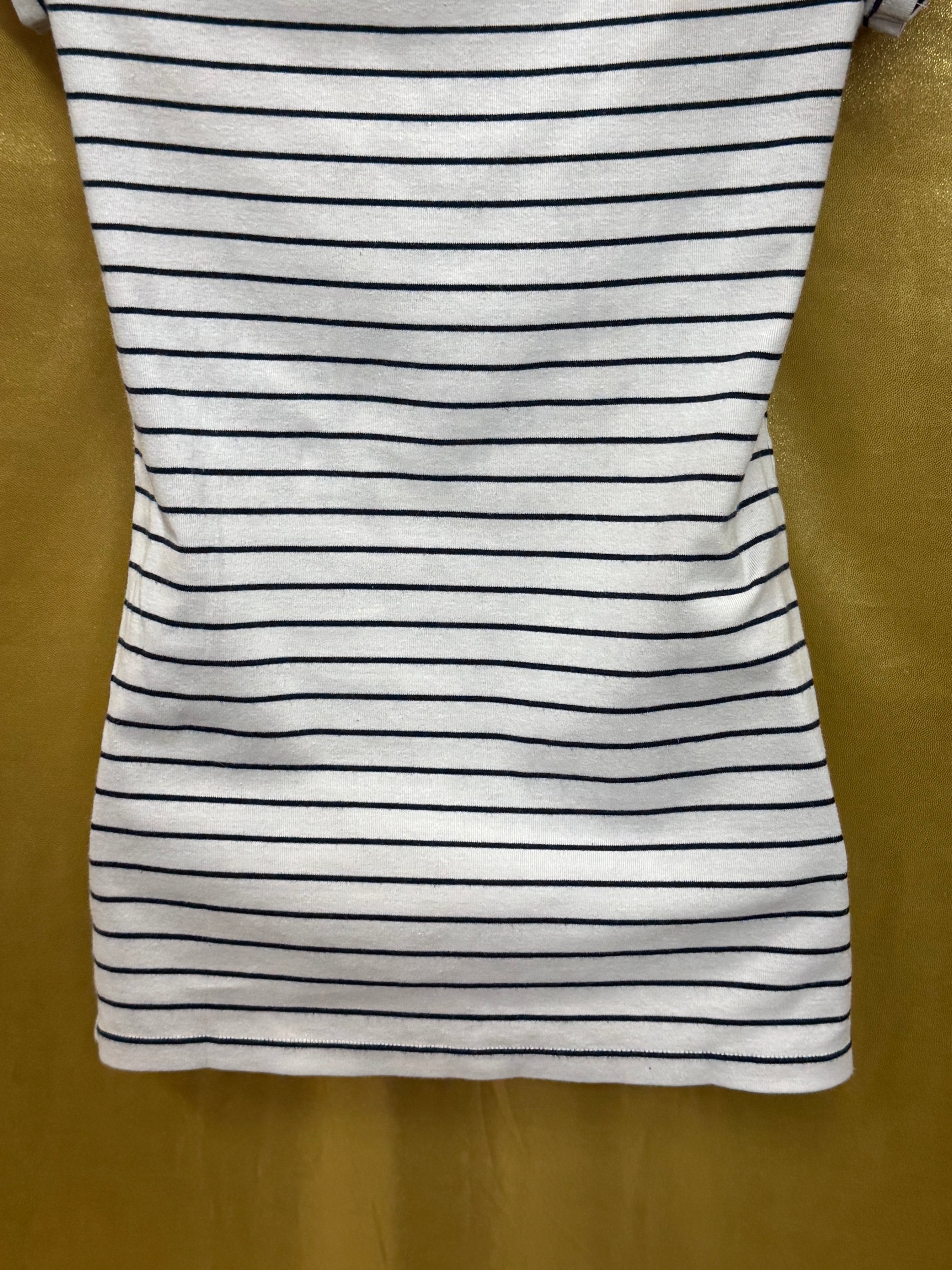 Lauren Ralph Lauren Striped Boatneck Top Small Blue White Cotton Blend