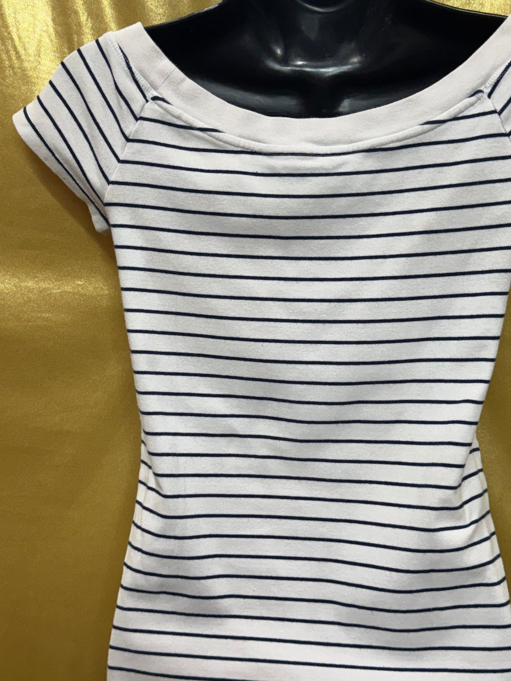 Lauren Ralph Lauren Striped Boatneck Top Small Blue White Cotton Blend