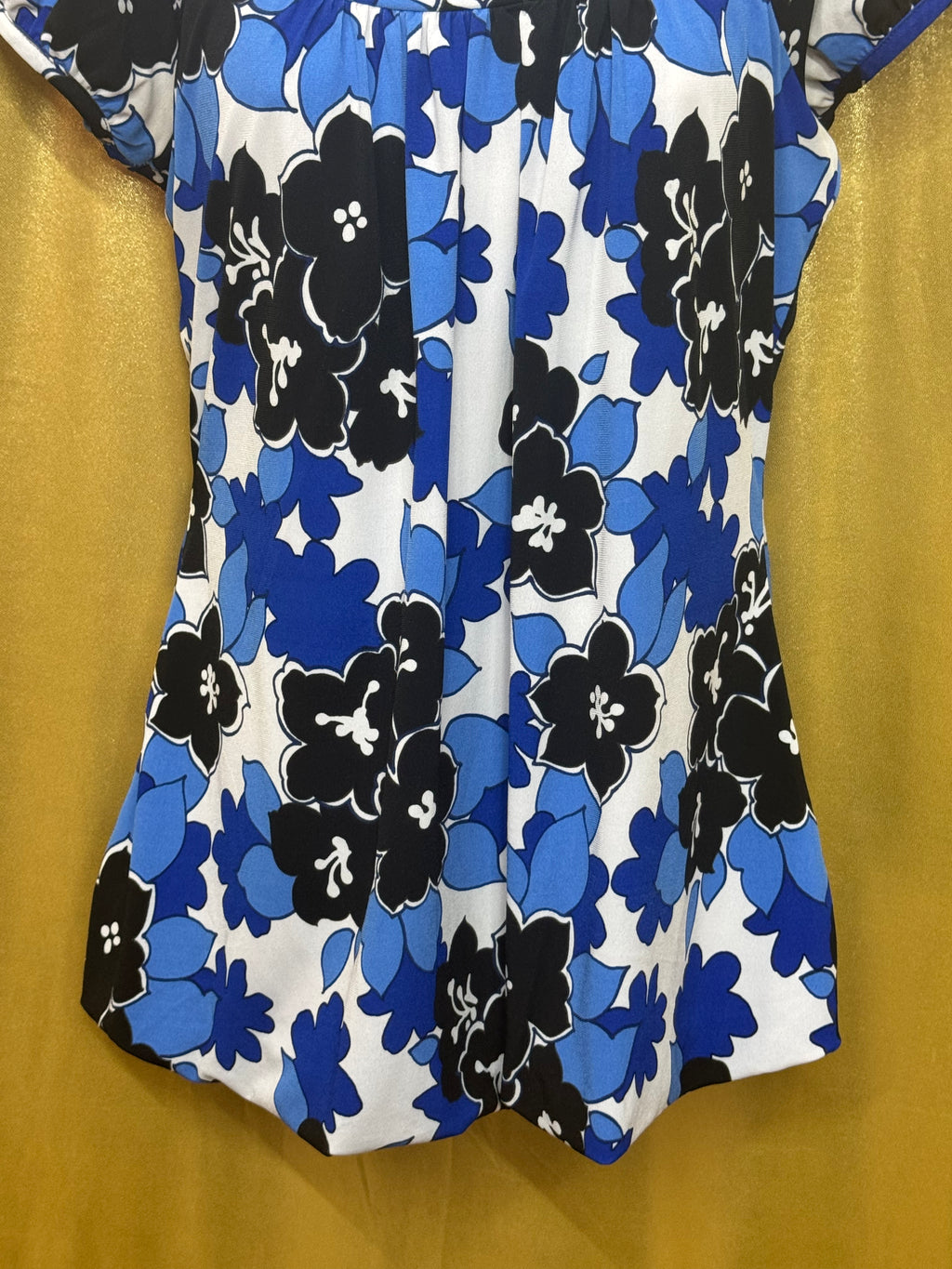 New Directions Blue Floral Scoop Neck Blouse - Size Small 💙