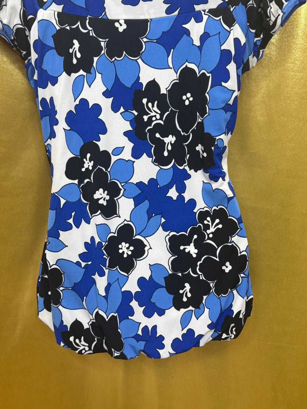 New Directions Blue Floral Scoop Neck Blouse - Size Small 💙