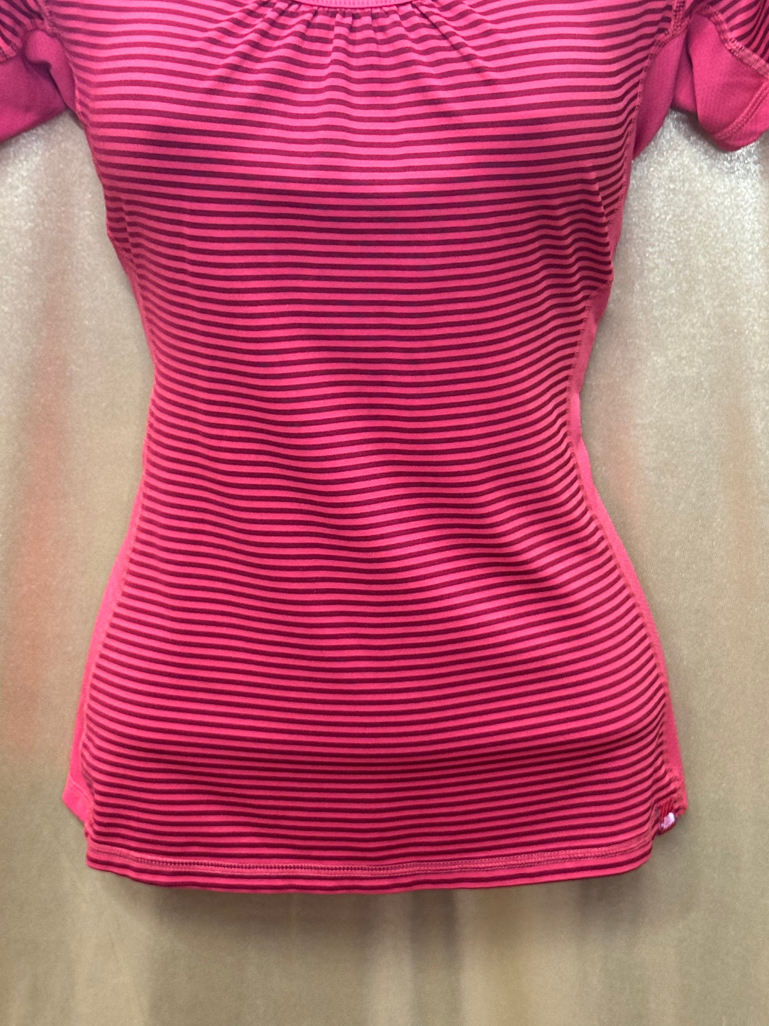 The North Face Pink Striped Athletic Top - Size Small 🏃‍♀️