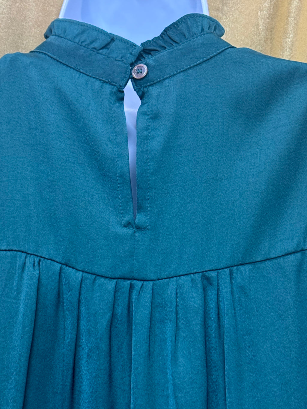 Pinch Teal Ruffle Mock Neck Tiered Drop-Waist Top - Size Small NWT