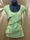 Rafaella Lime Green Tiered Ruffle Top - Size Small