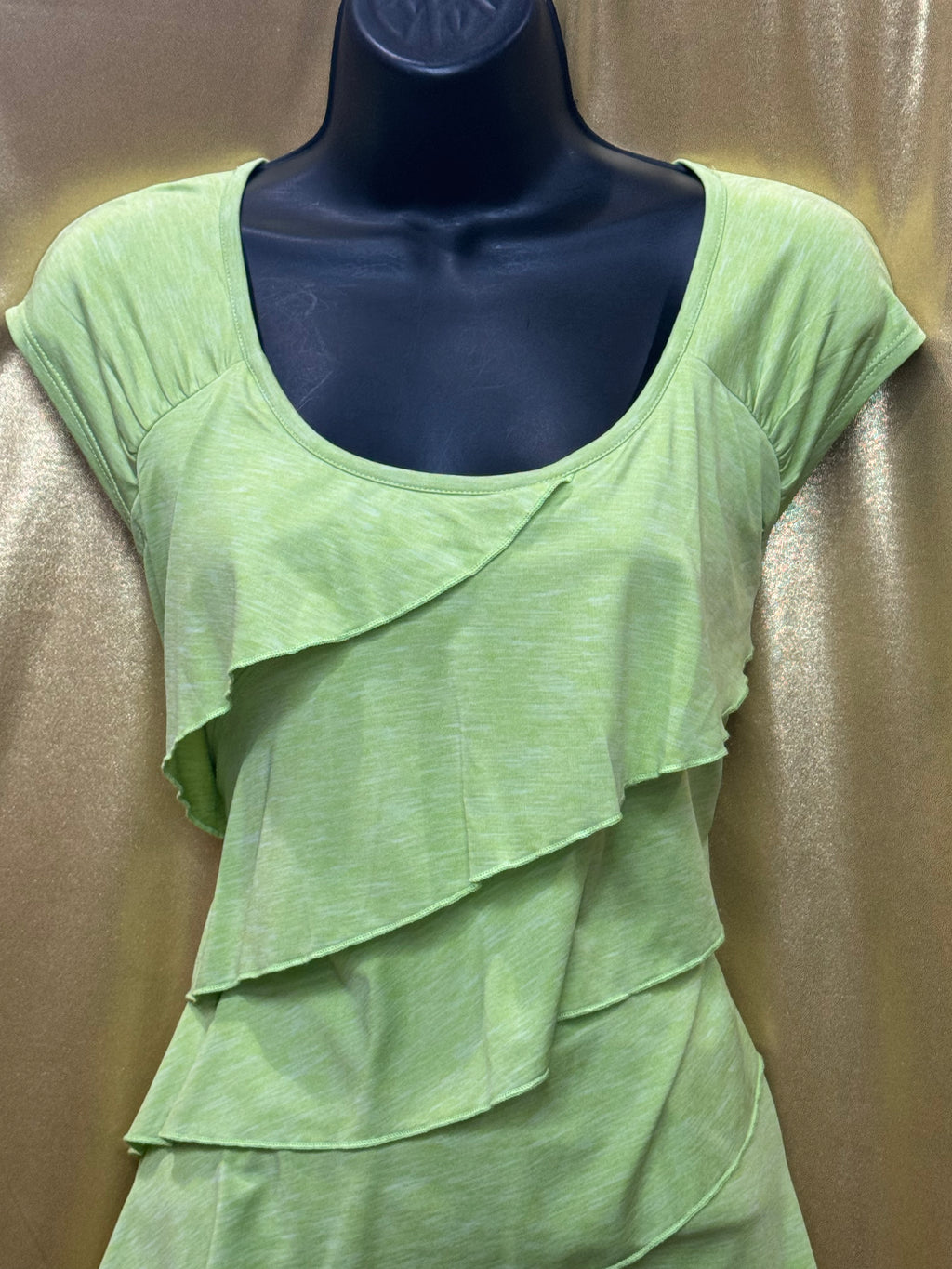 Rafaella Lime Green Tiered Ruffle Top - Size Small