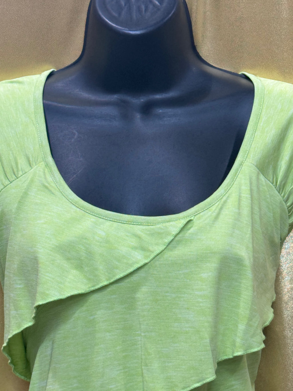Rafaella Lime Green Tiered Ruffle Top - Size Small
