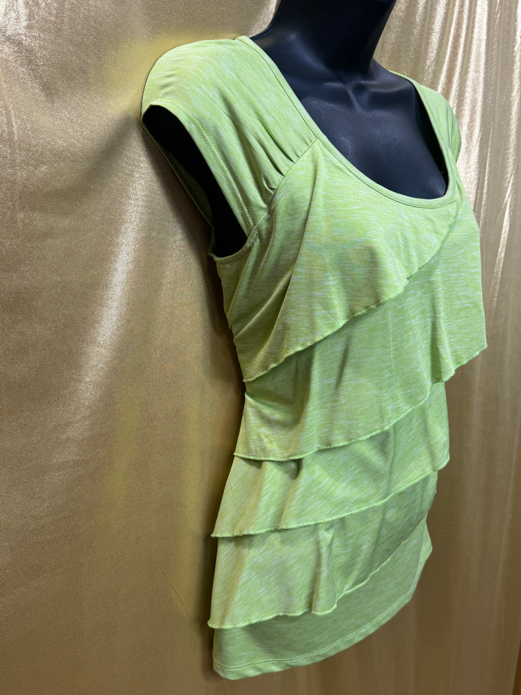 Rafaella Lime Green Tiered Ruffle Top - Size Small