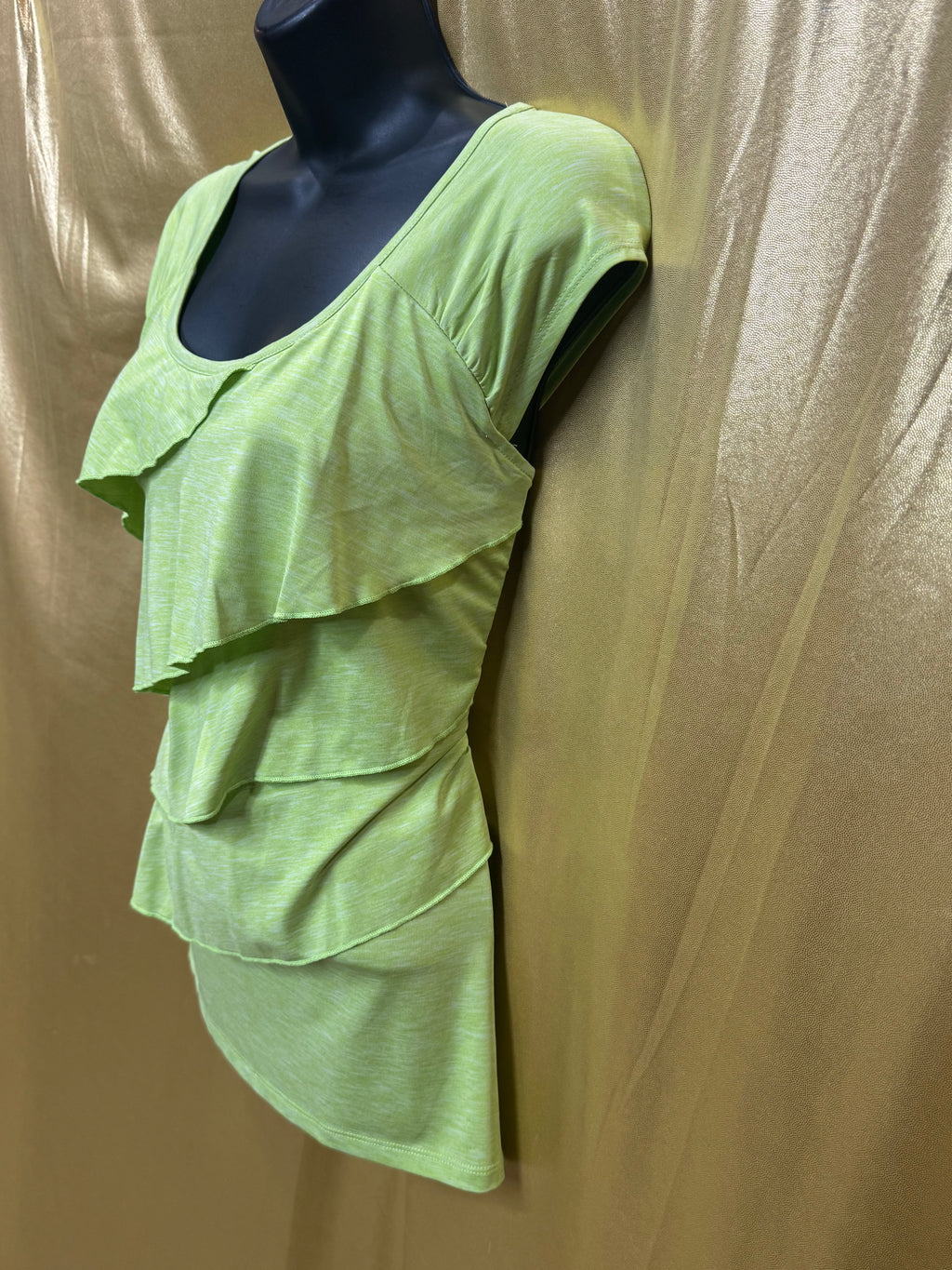 Rafaella Lime Green Tiered Ruffle Top - Size Small