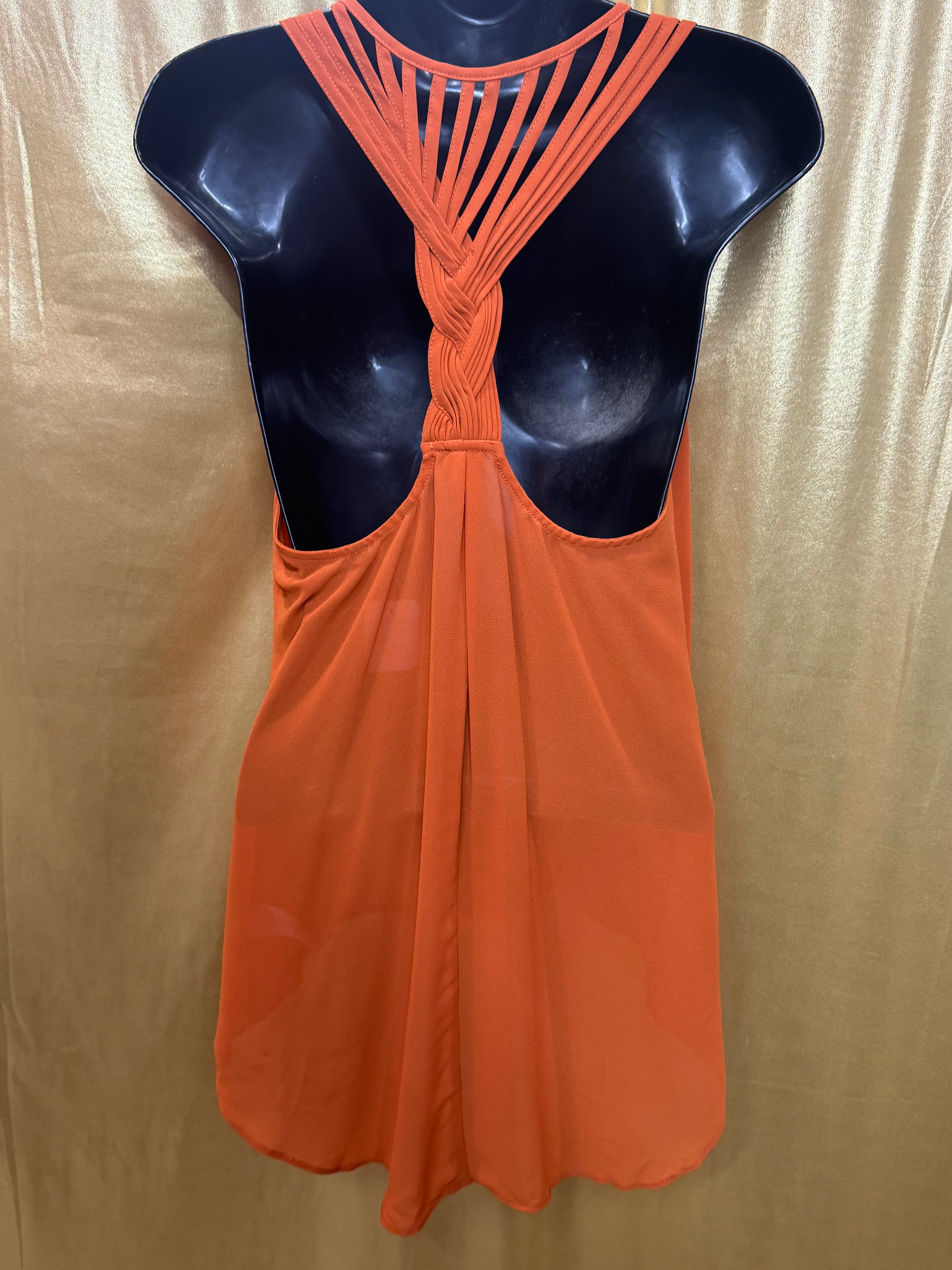 Naked Zebra Orange Racerback Tank Top Blouse Size S