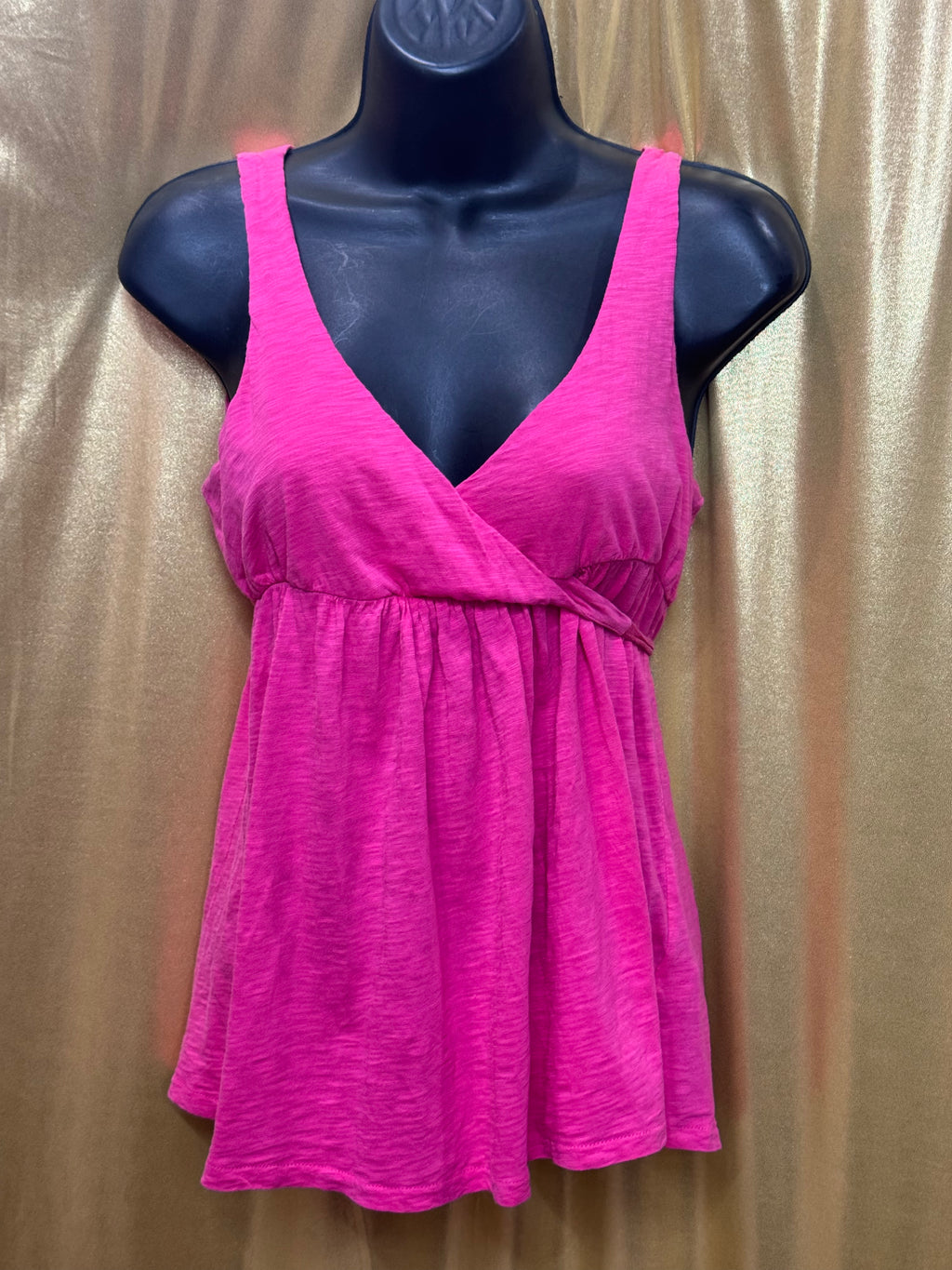 J.Crew Hot Pink Empire Waist Faux Wrap Tank Top Size Small