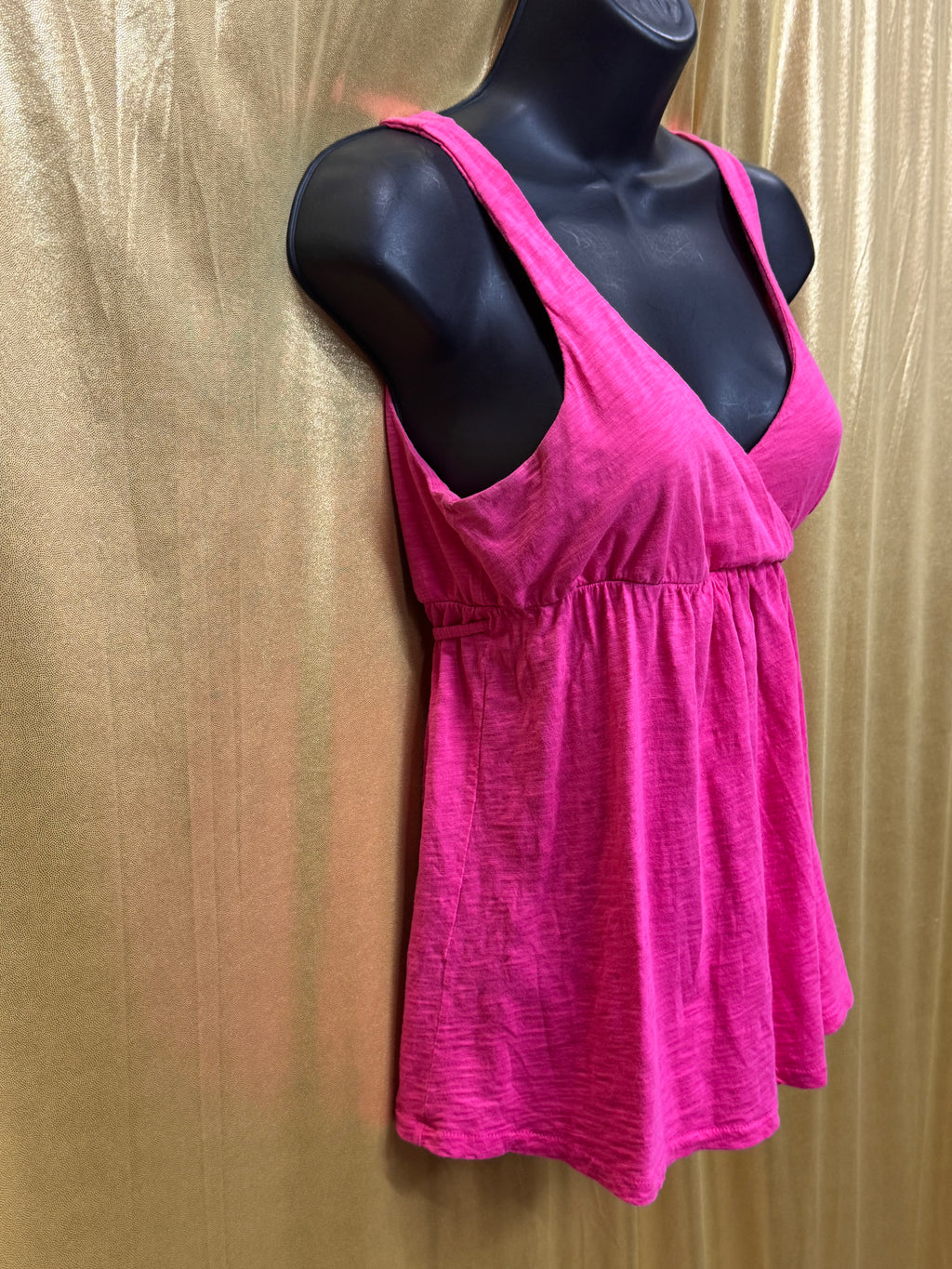 J.Crew Hot Pink Empire Waist Faux Wrap Tank Top Size Small