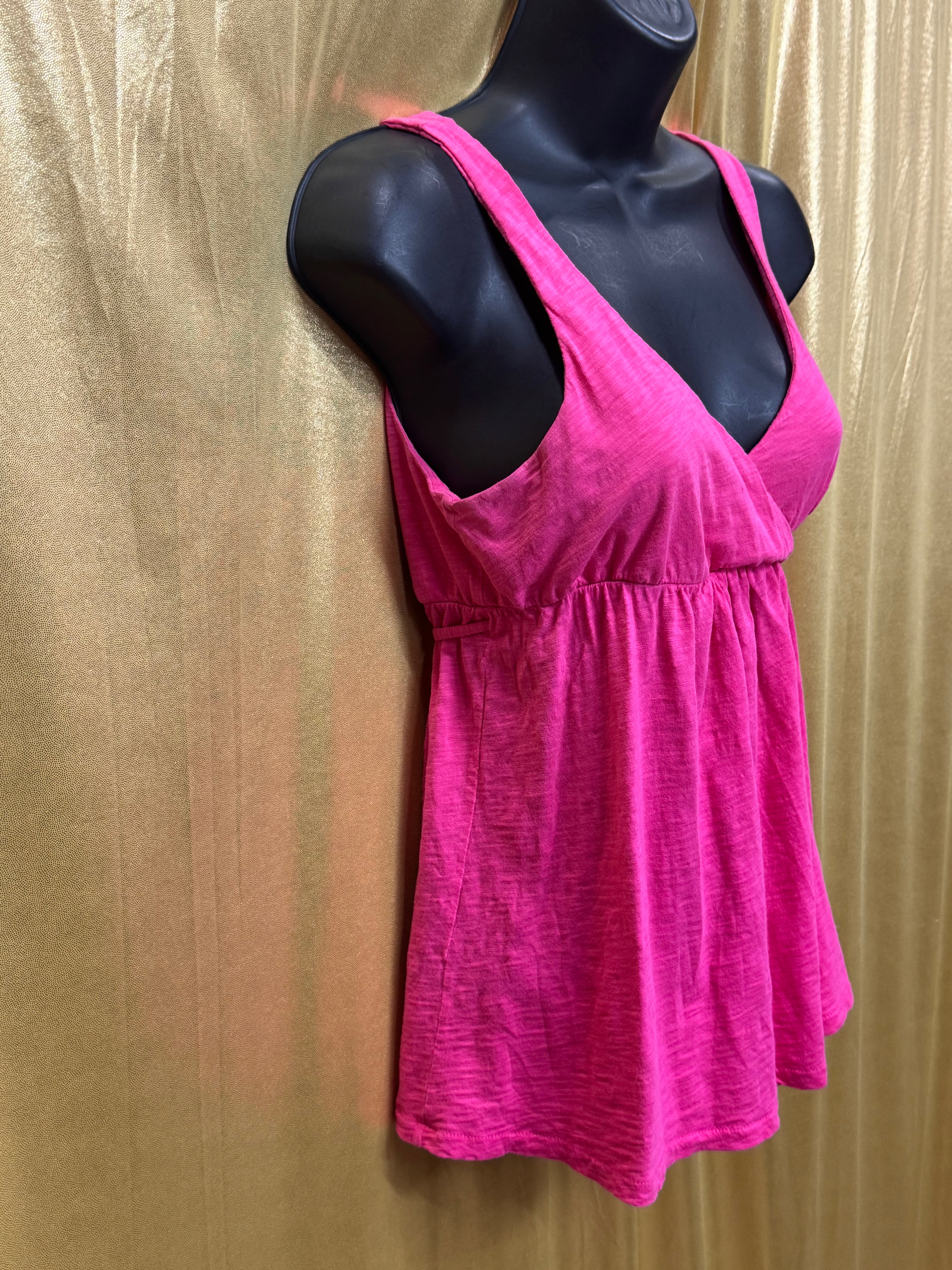 J.Crew Hot Pink Empire Waist Faux Wrap Tank Top Size Small