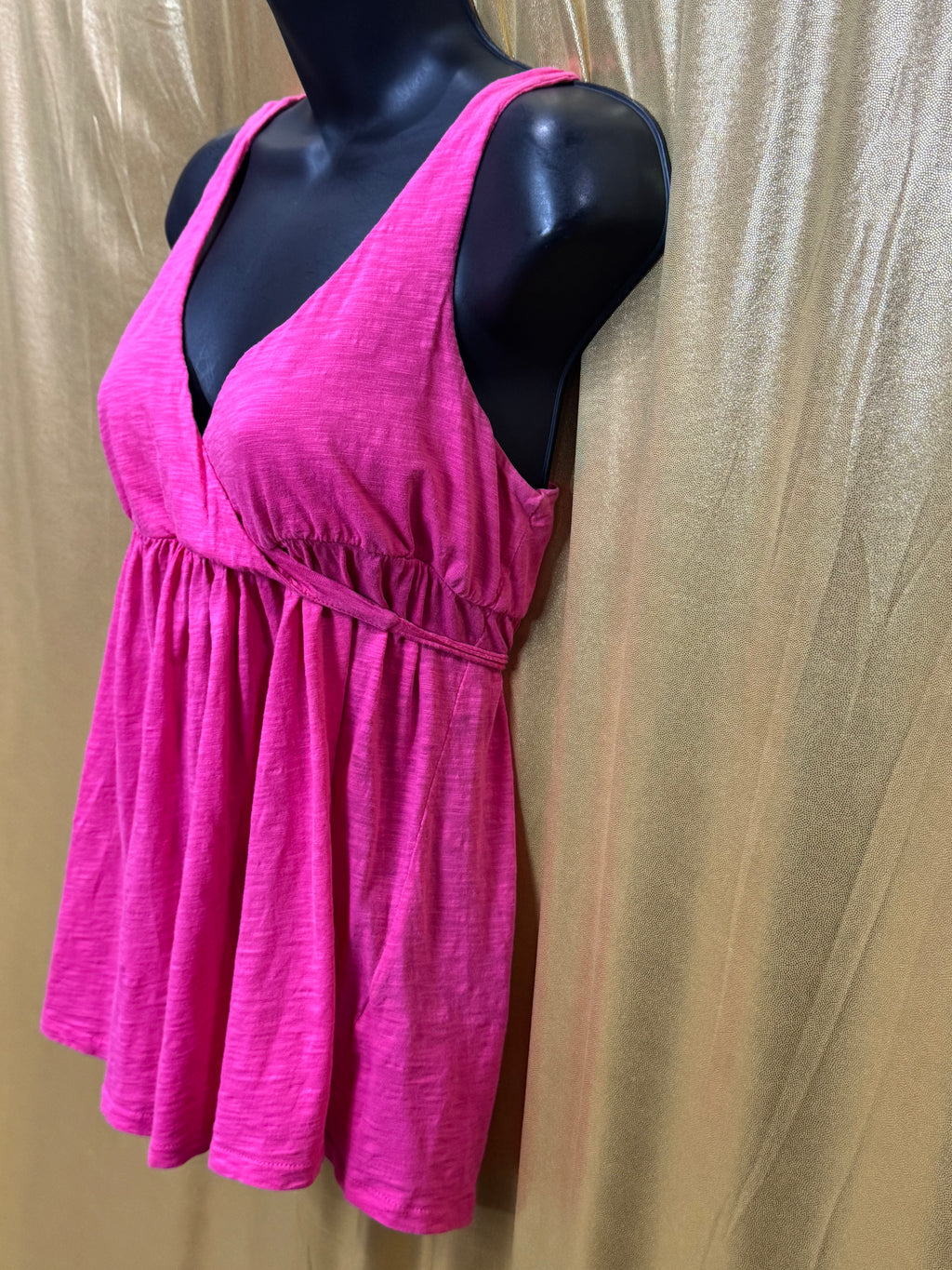 J.Crew Hot Pink Empire Waist Faux Wrap Tank Top Size Small