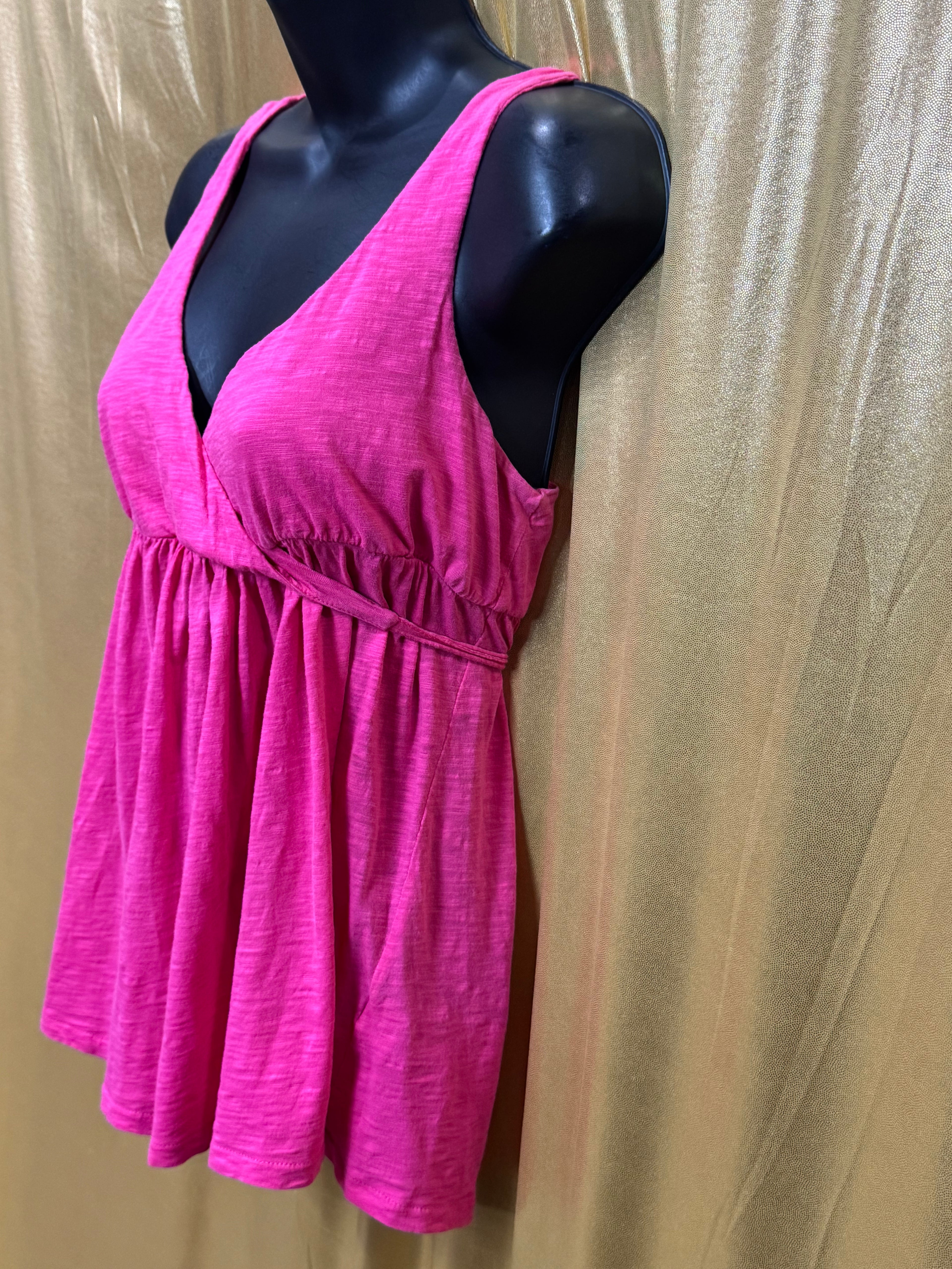 J.Crew Hot Pink Empire Waist Faux Wrap Tank Top Size Small