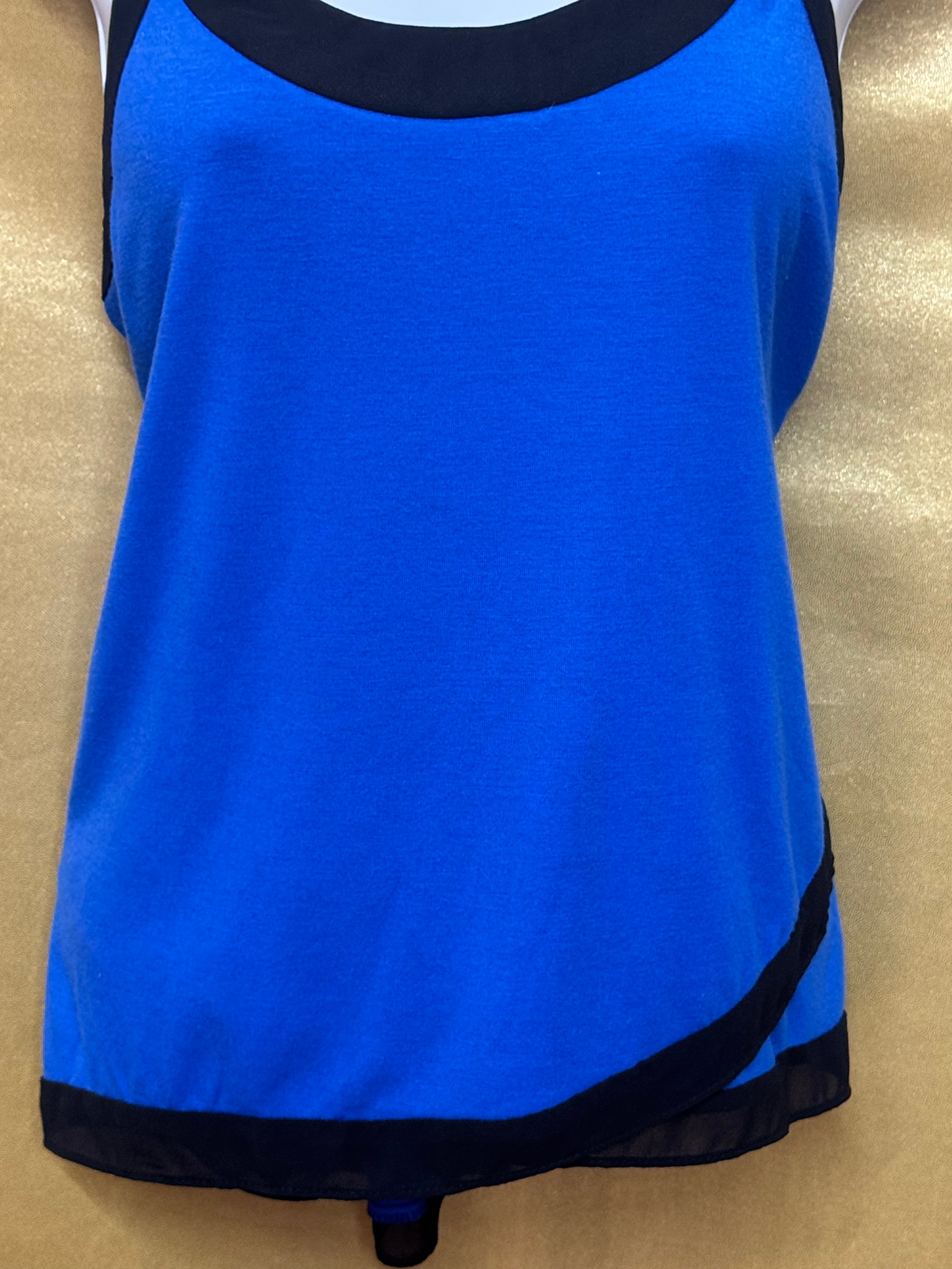 New Directions Blue & Black Colorblock Scoop Neck Tank Top - Size Small