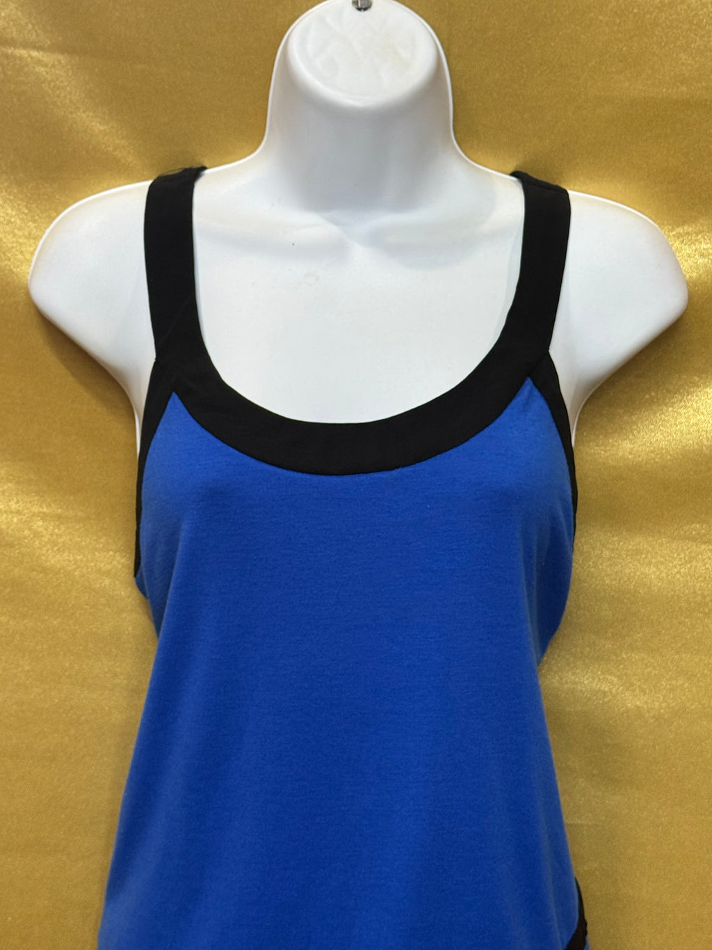 New Directions Blue & Black Colorblock Scoop Neck Tank Top - Size Small