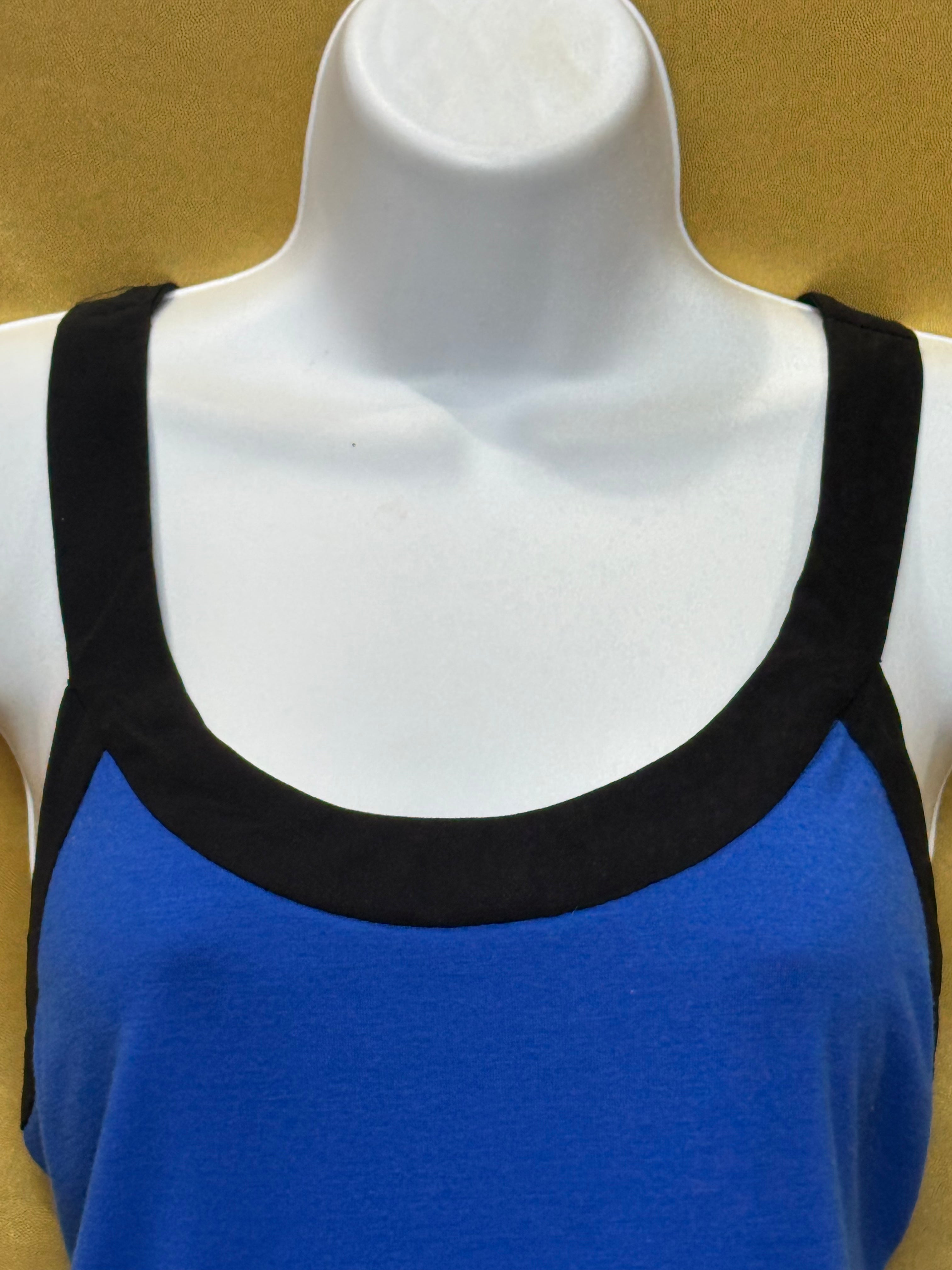 New Directions Blue & Black Colorblock Scoop Neck Tank Top - Size Small