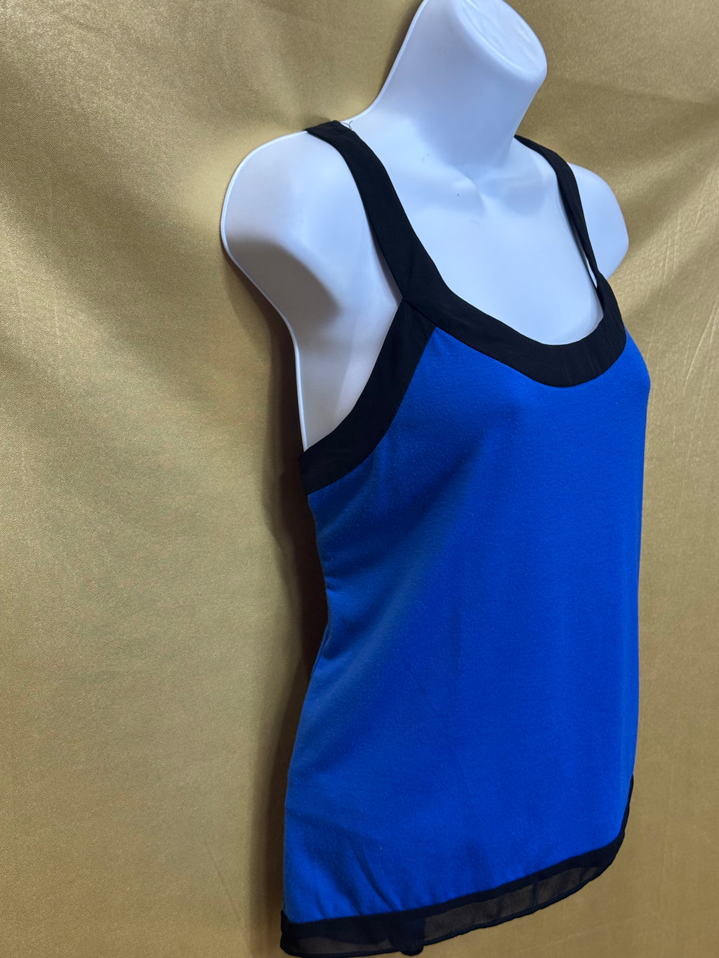 New Directions Blue & Black Colorblock Scoop Neck Tank Top - Size Small