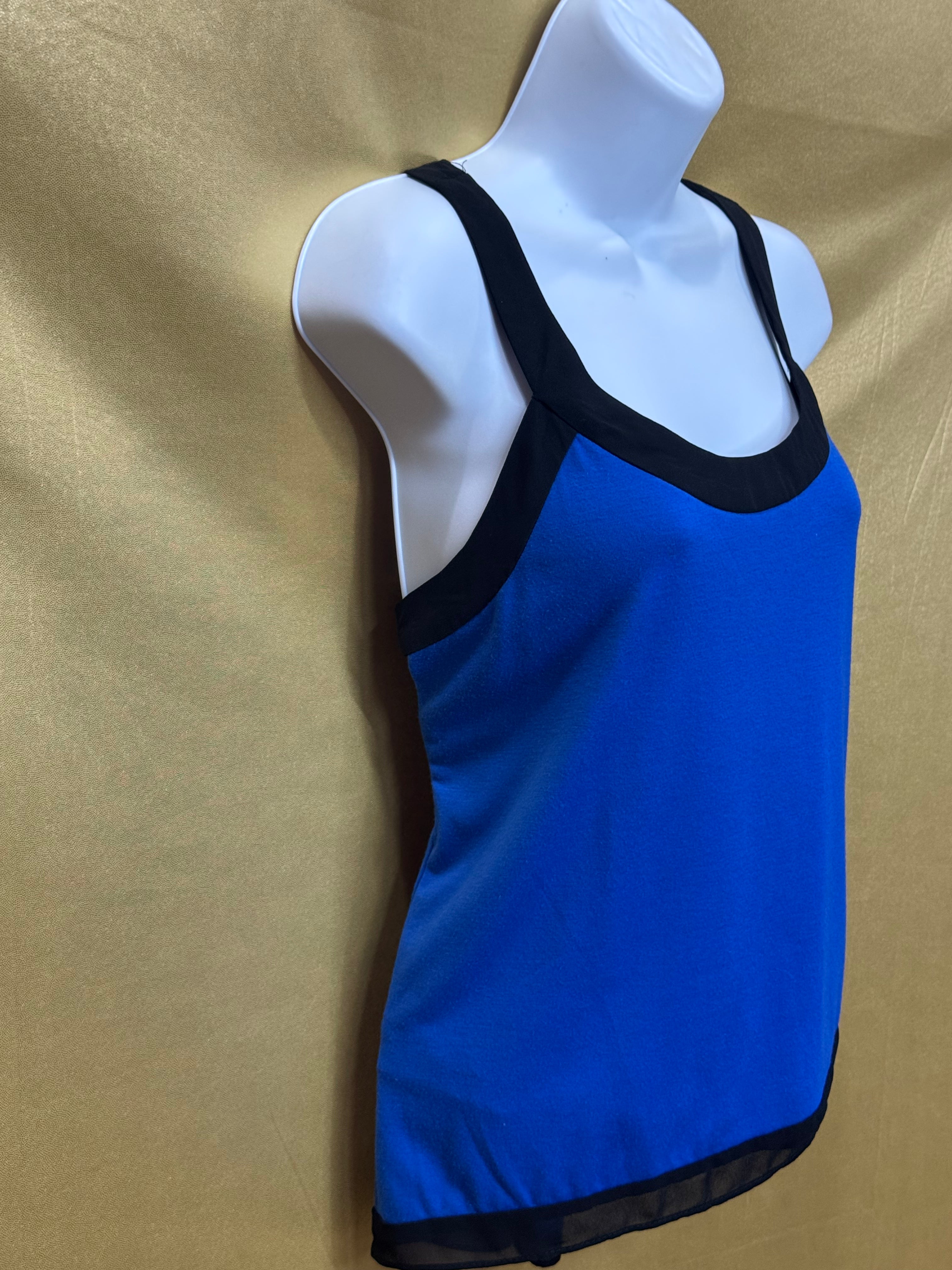 New Directions Blue & Black Colorblock Scoop Neck Tank Top - Size Small