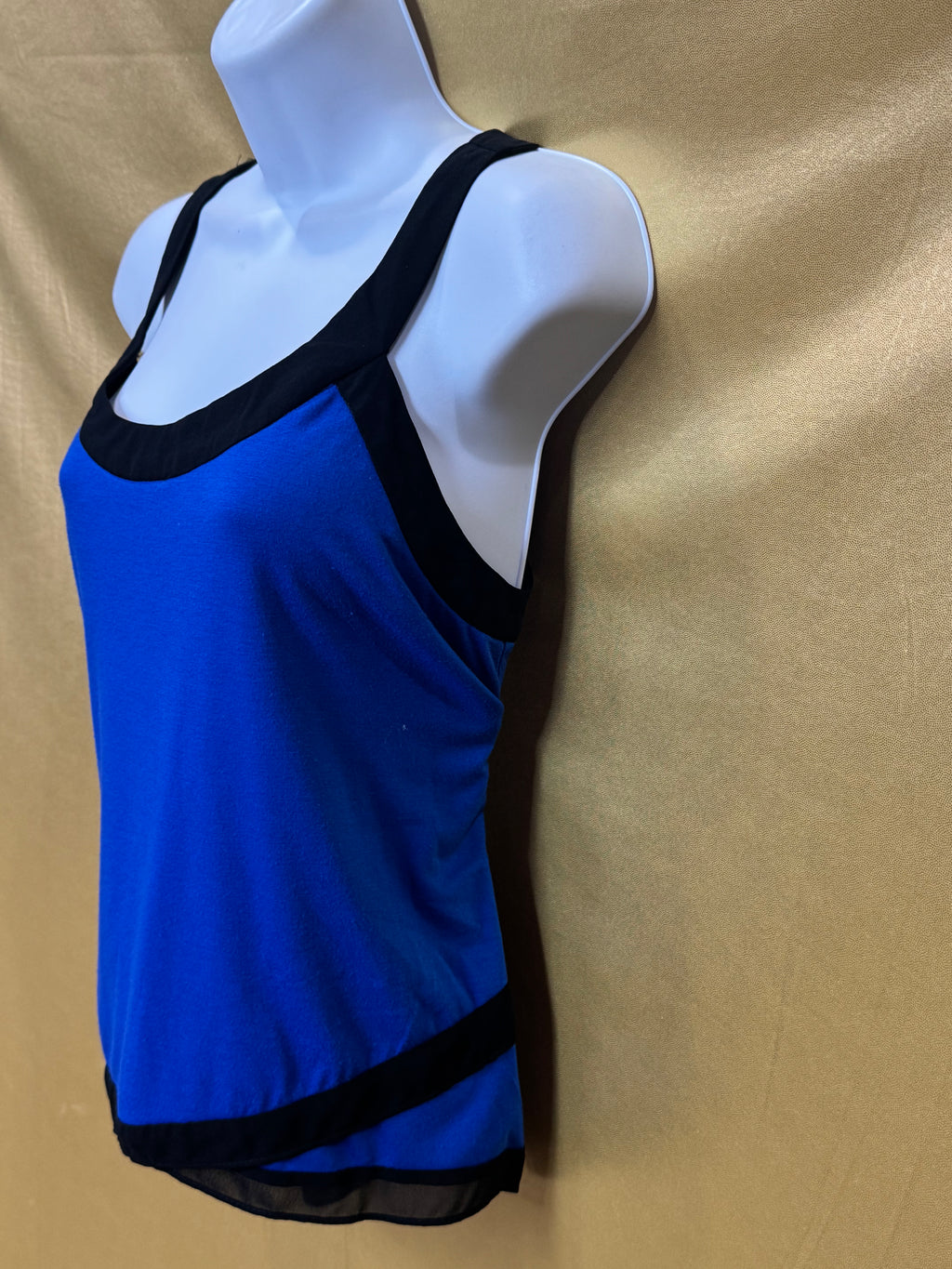 New Directions Blue & Black Colorblock Scoop Neck Tank Top - Size Small