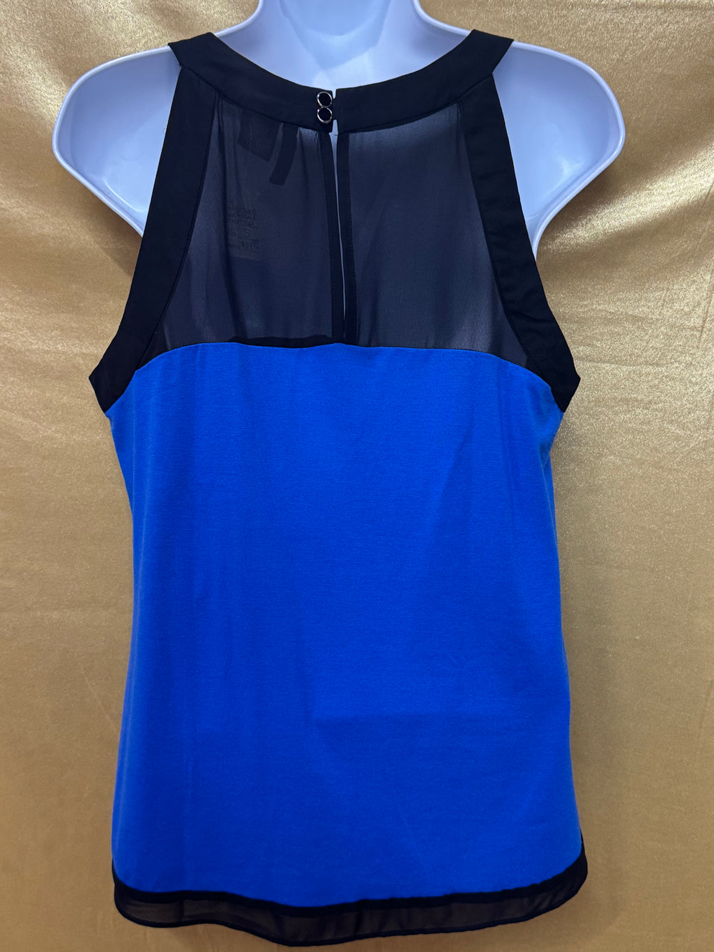 New Directions Blue & Black Colorblock Scoop Neck Tank Top - Size Small