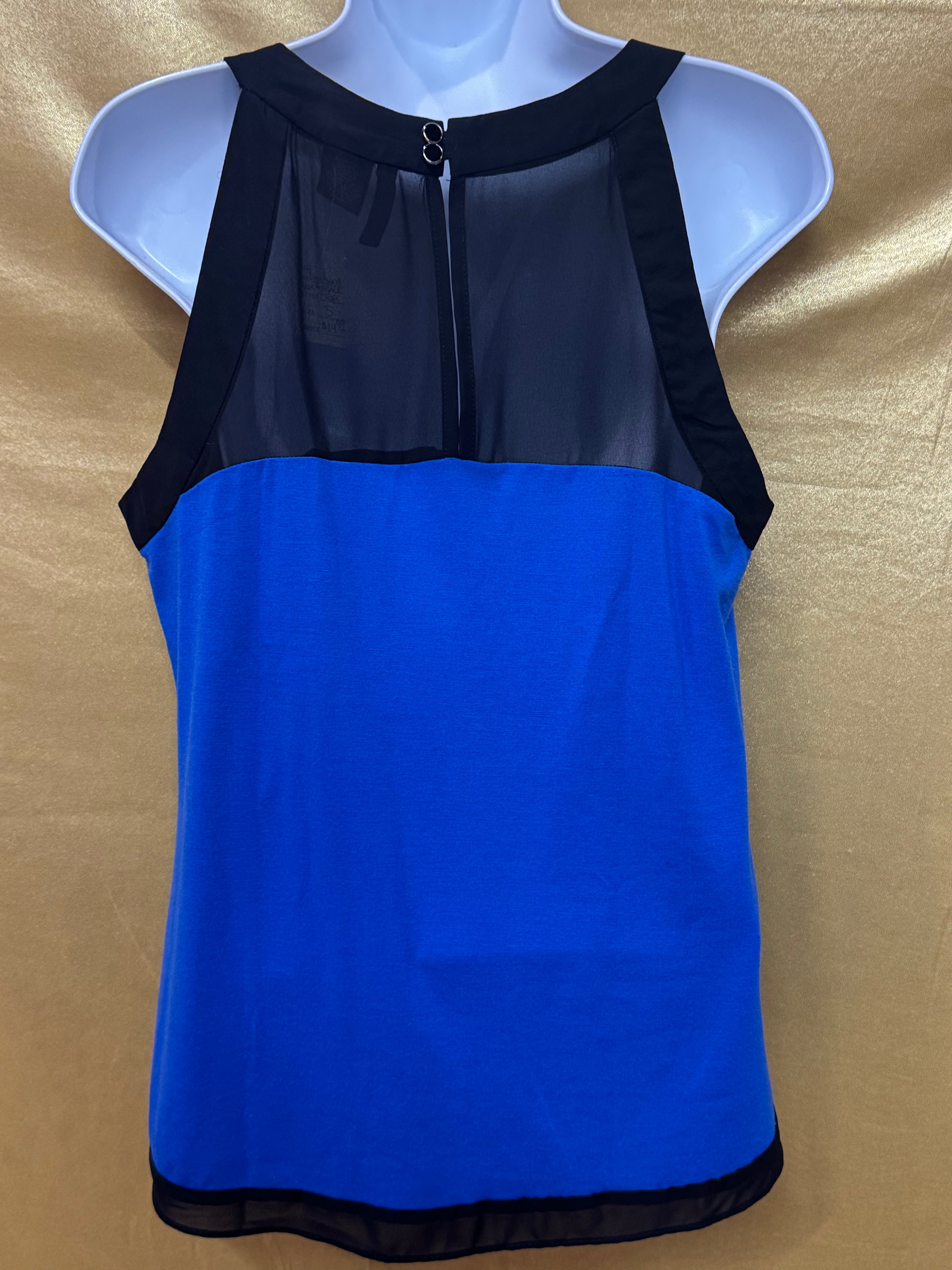 New Directions Blue & Black Colorblock Scoop Neck Tank Top - Size Small