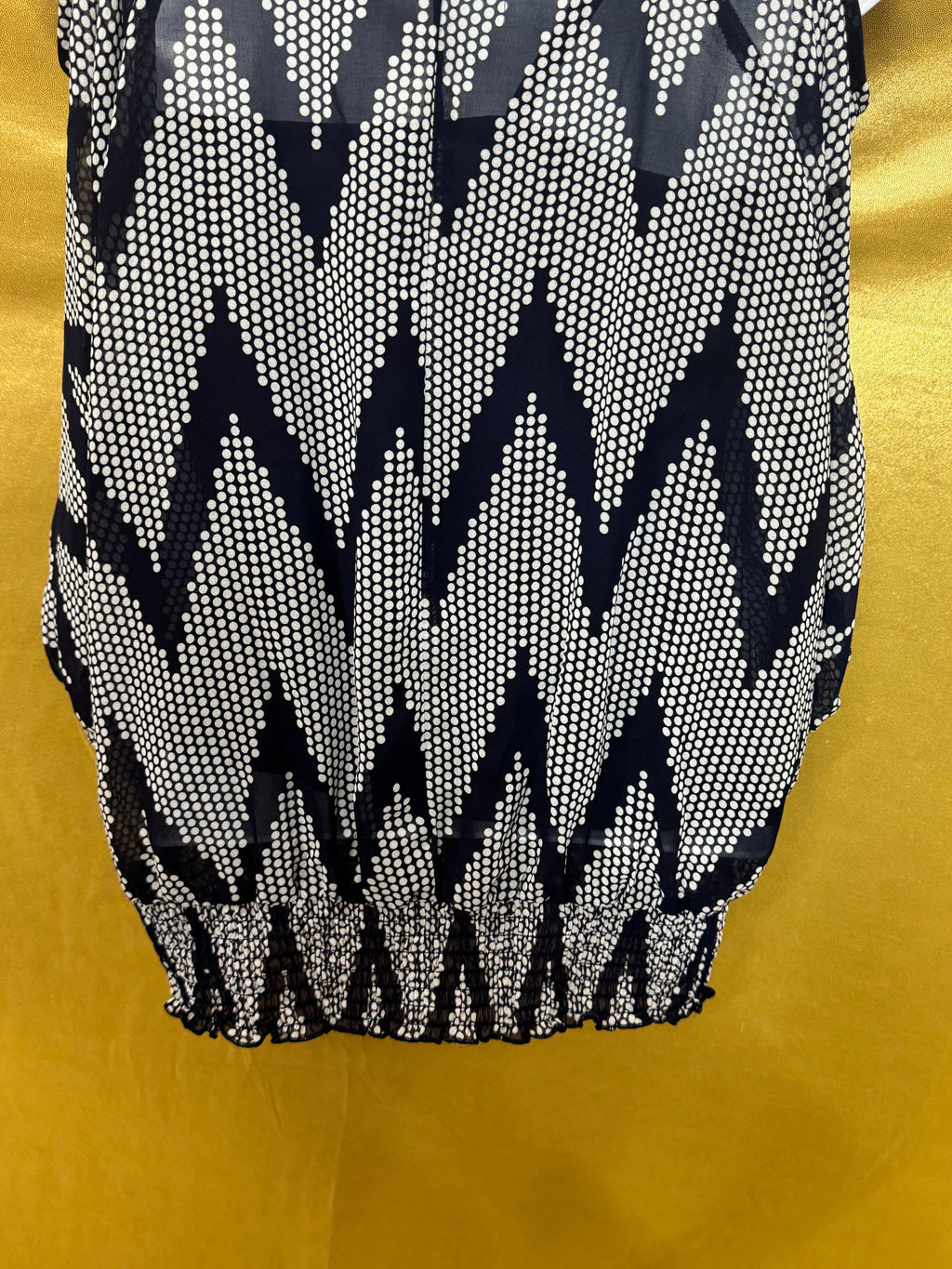 Iz Byer Blue & White Zig-Zag Cold-Shoulder Blouson Blouse | Size Small